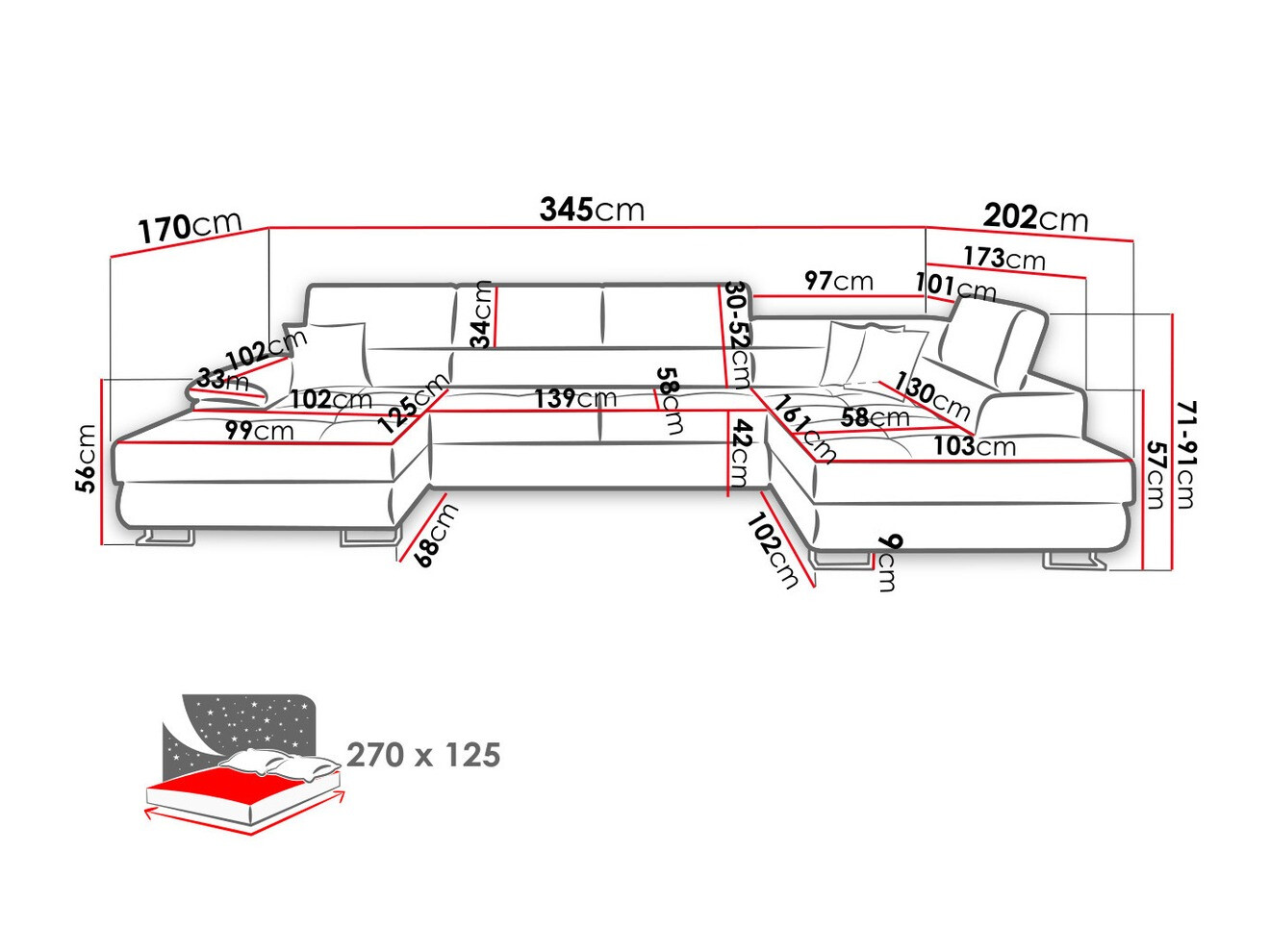 Γωνιακός Καναπές Comfivo Ruta IV (Soft 011 + Lux 06 + Soft 011)