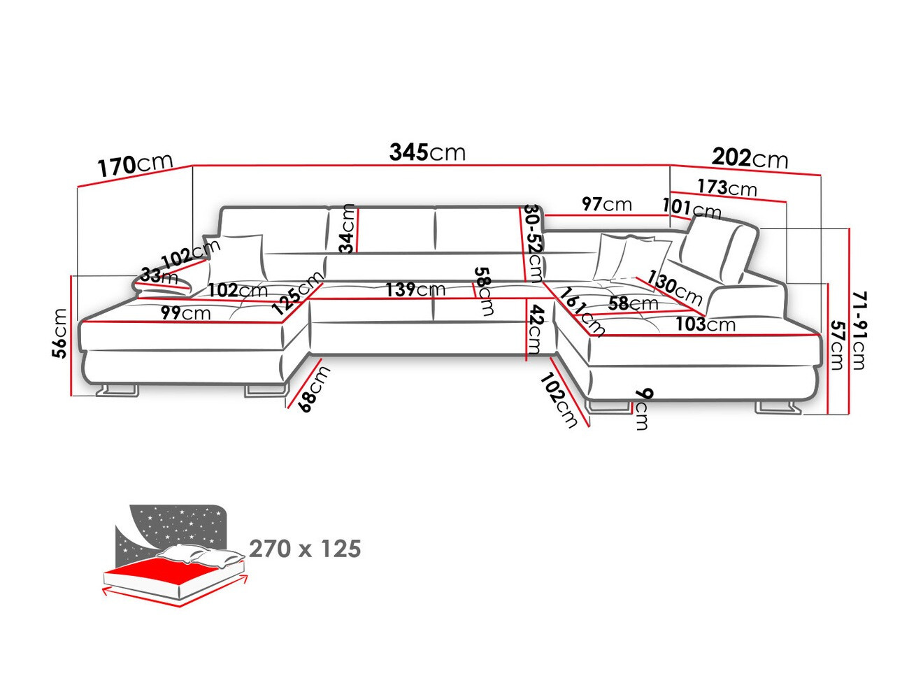 Γωνιακός Καναπές Comfivo Ruta IV (Soft 011 + Lux 06 + Soft 011)