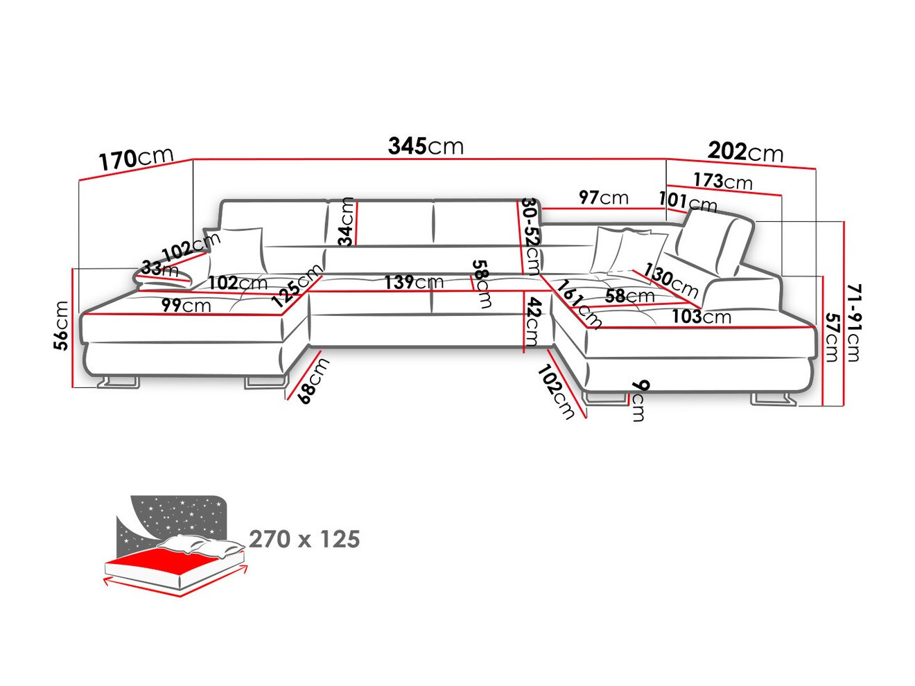 Γωνιακός Καναπές Comfivo Ruta IV (Soft 017 + Lux 06 + Soft 017)