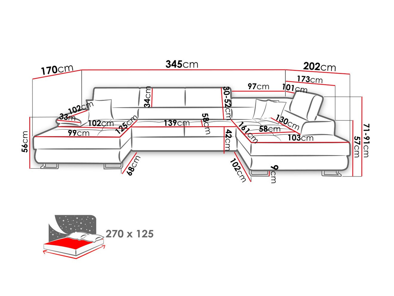 Γωνιακός Καναπές Comfivo Ruta IV (Soft 017 + Lux 06 + Soft 017)