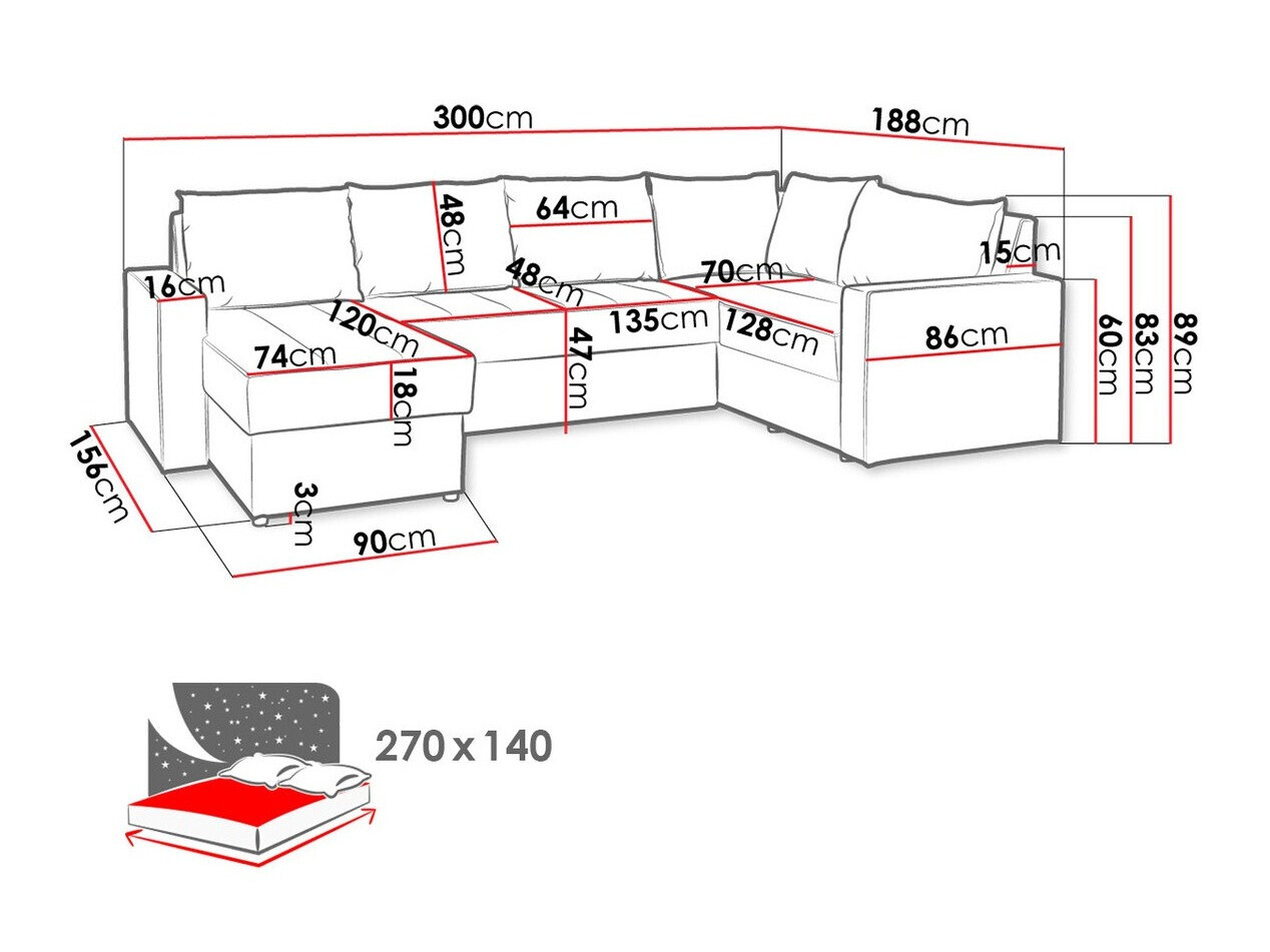 Γωνιακός Καναπές Providence 144 (Loca 21)