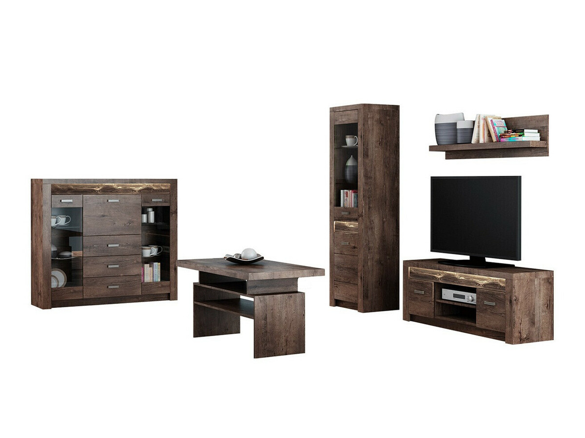Σετ επίπλων σαλονιού Serfeno 122 (Σκούρα φλαμουριά)