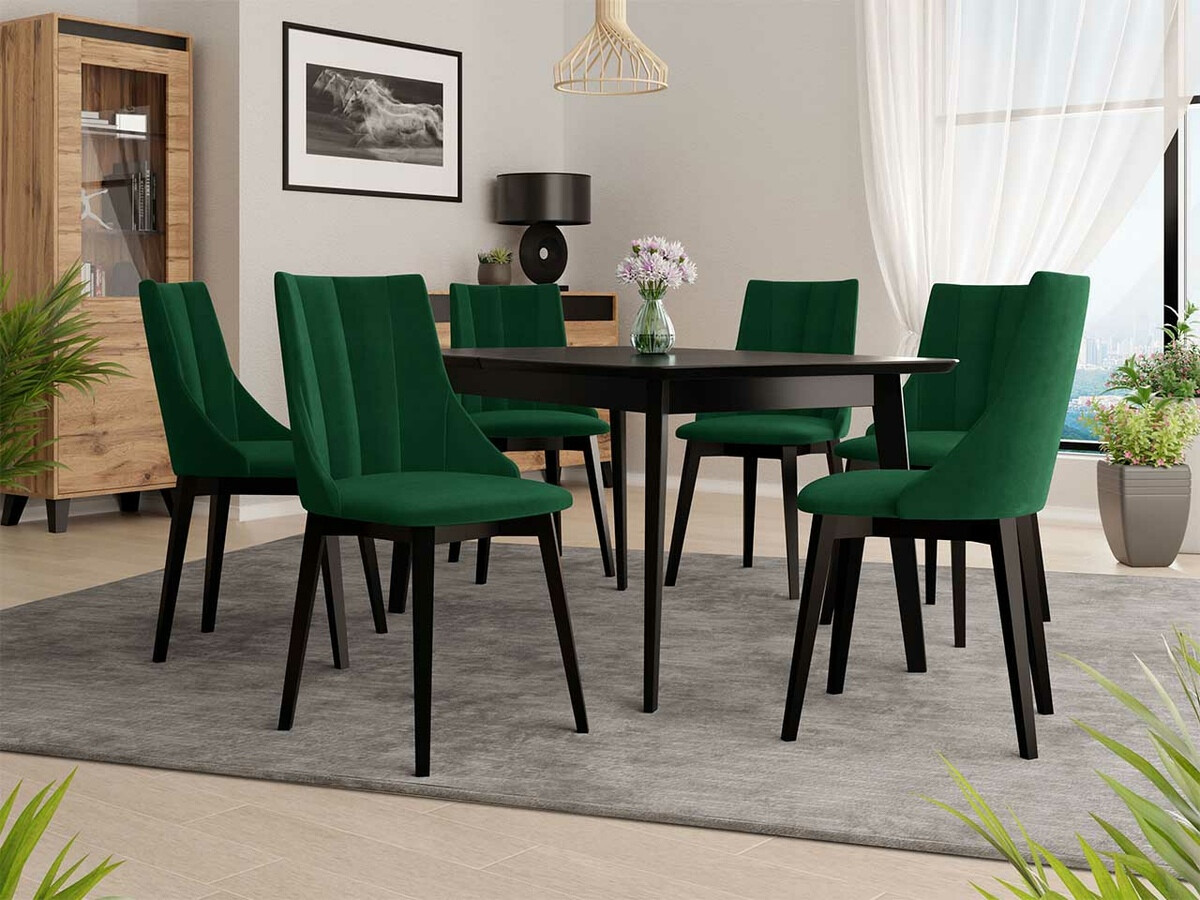Σετ τραπεζαρίας Racine 139 (Μαύρο + Magic Velvet 2225)