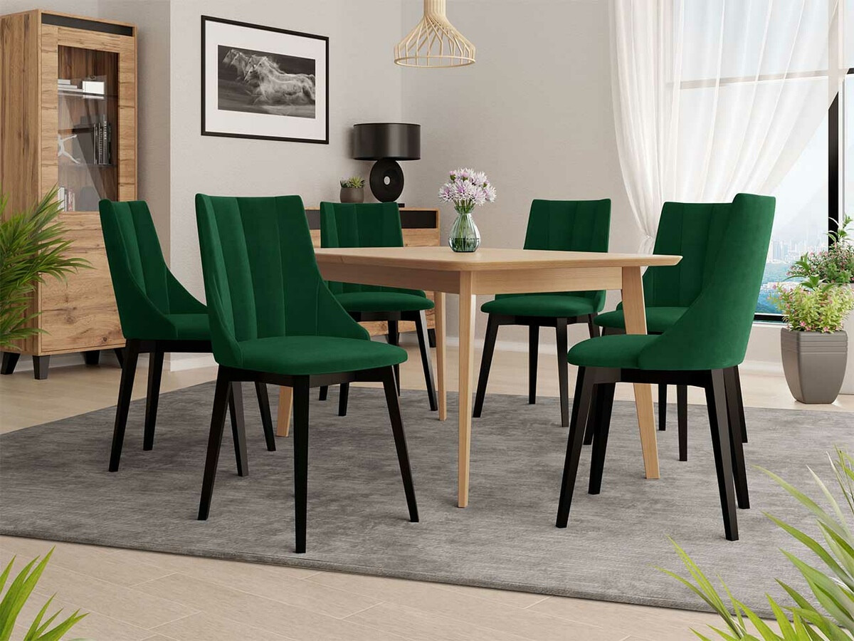 Σετ τραπεζαρίας Racine 139 (Μαύρο + Magic Velvet 2225)