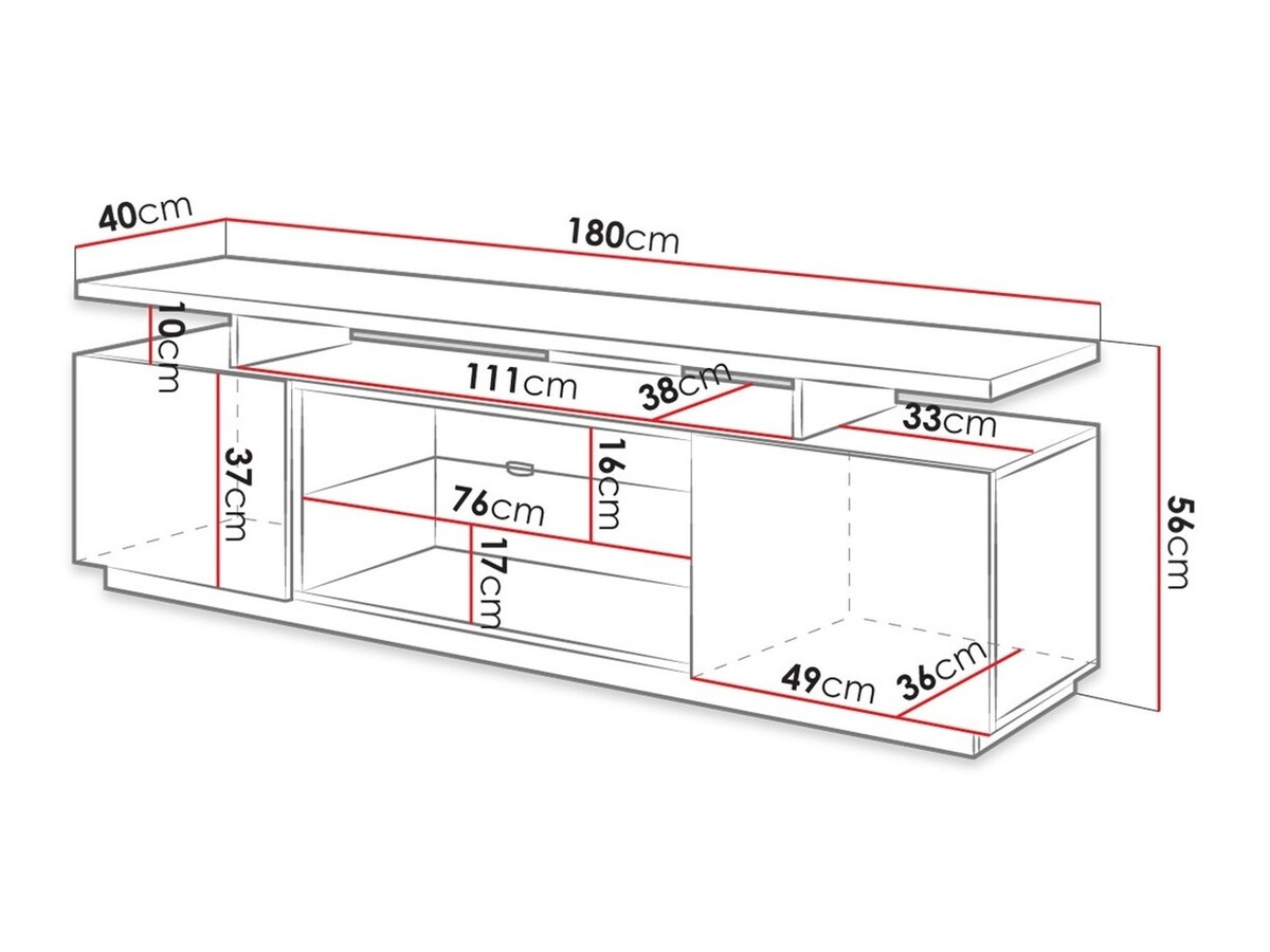 Έπιπλο τηλεόρασης Figura (Γκρι + Γυαλιστερό Γκρι)