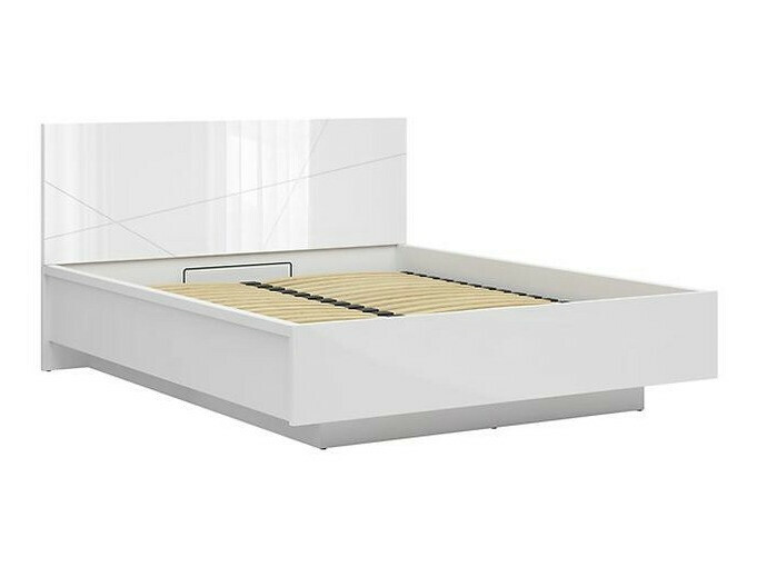 Κρεβάτι Fivale 122 (Γυαλιστερό λευκό + Άσπρο)