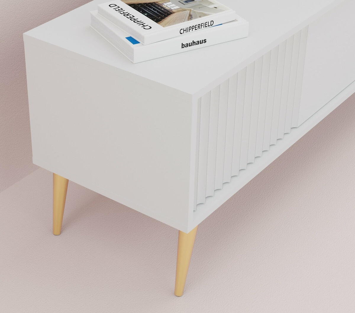 Έπιπλο τηλεόρασης Cirferi 105 (Άσπρο + Χρυσό)