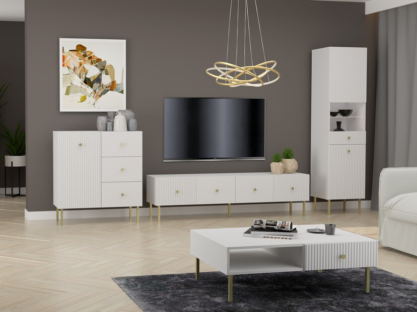 Έπιπλο τηλεόρασης Etliva 105 (Άσπρο + Χρυσό)
