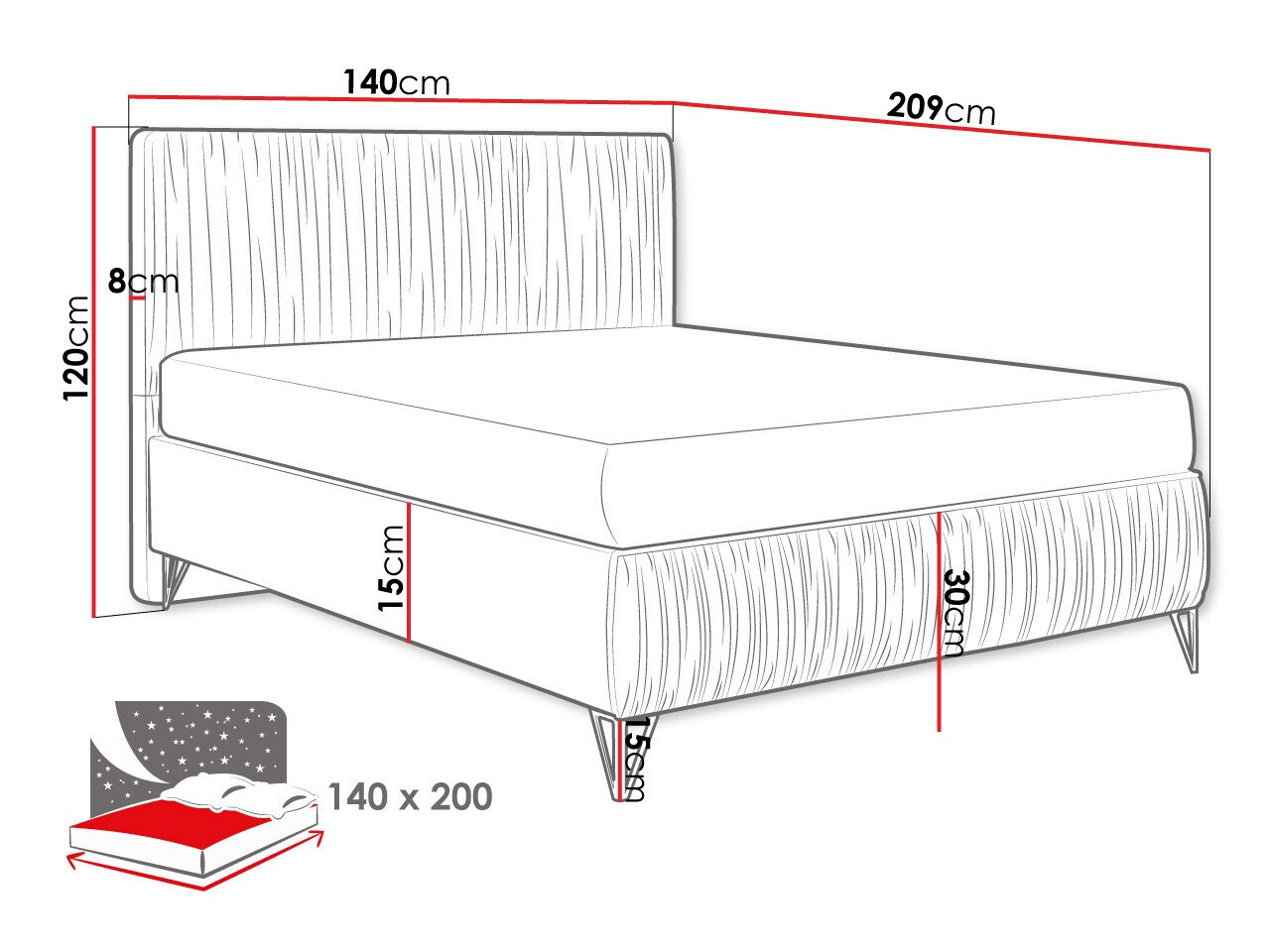 Κρεβάτι Logan 112 (Amor Velvet 4304)
