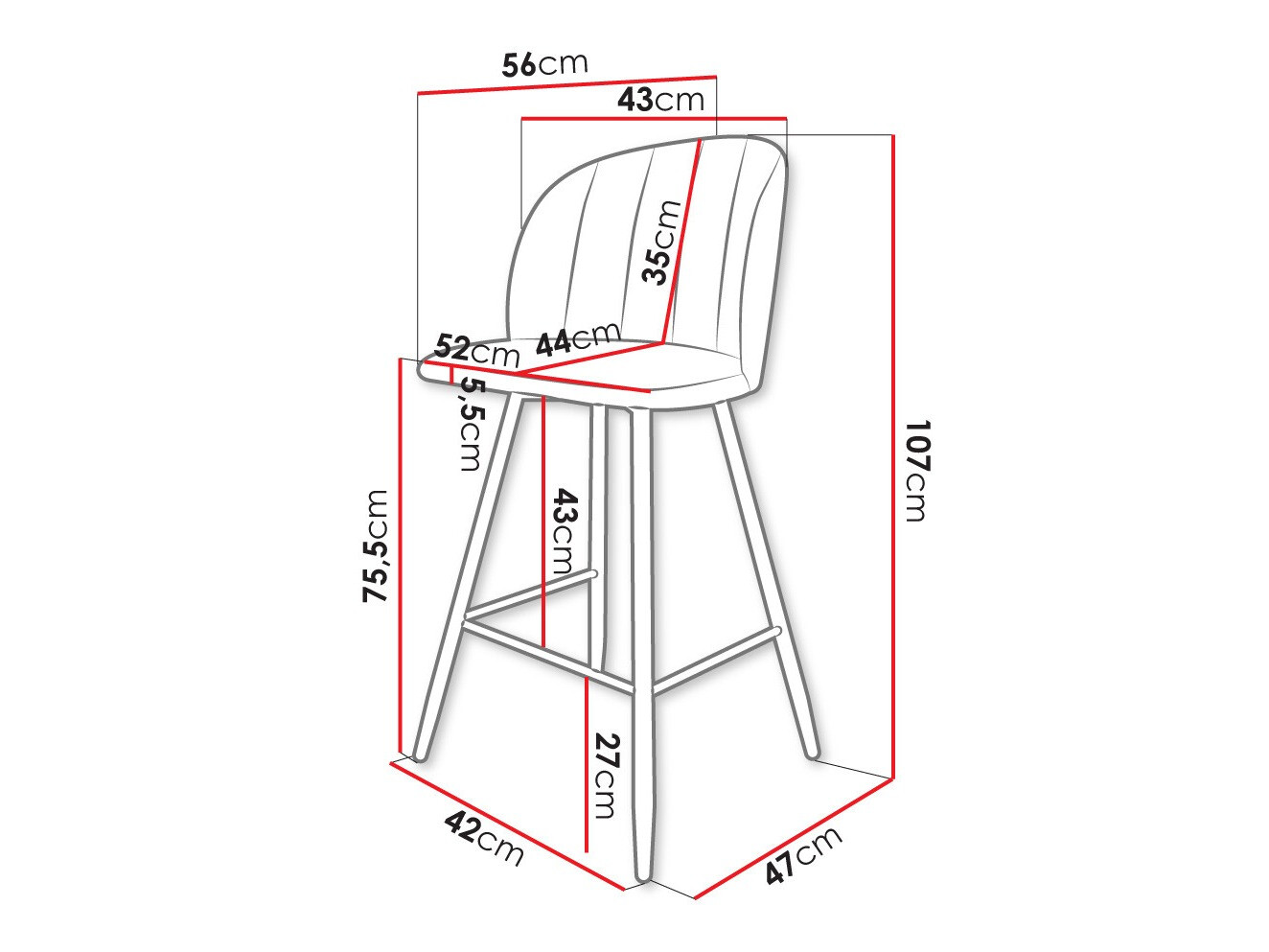Σκαμπό μπαρ Comfivo Anser II (Magic Velvet 2250)