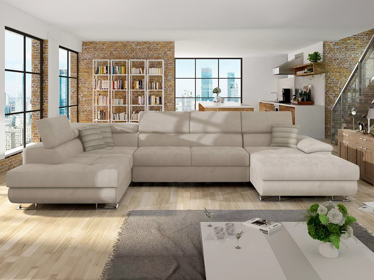 Γωνιακός Καναπές Comfivo Ruta IV (Uttario Velvet 2979 + Senegal 825)