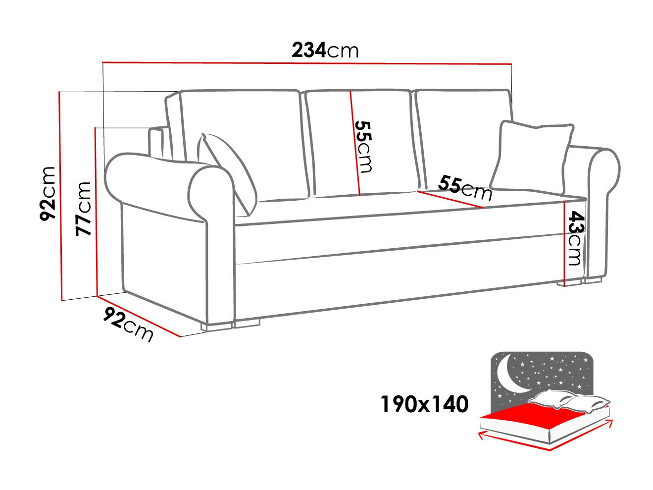 Καναπές-κρεβάτι Columbus 130 (Mono 241)