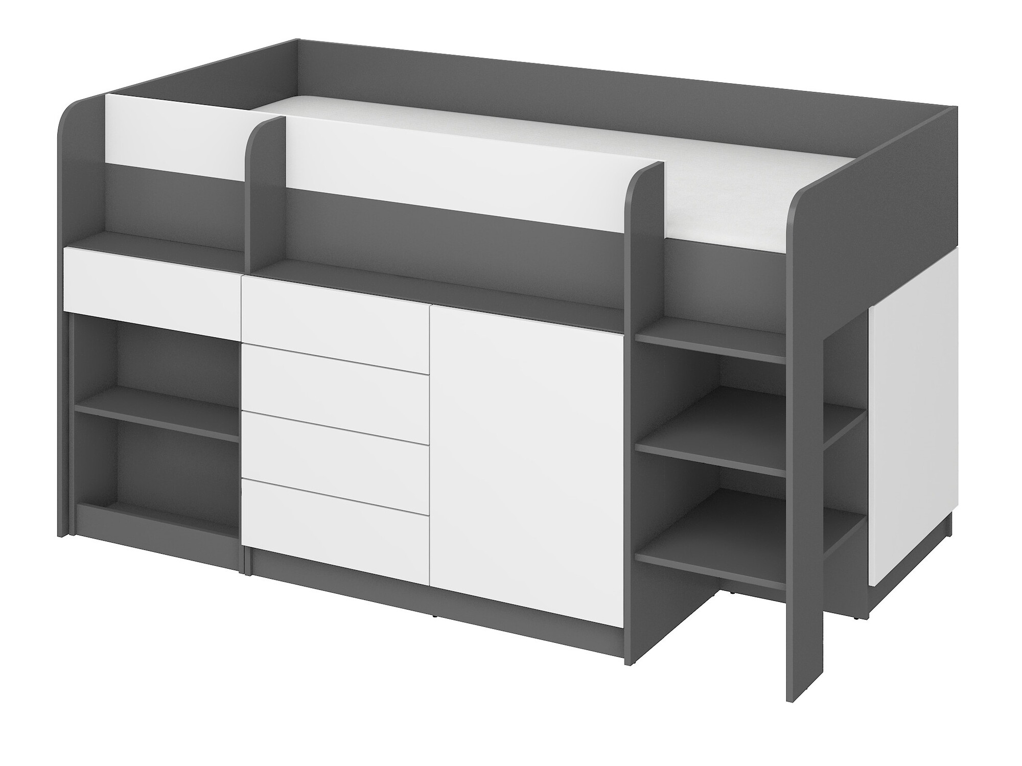 Υπερυψωμένο κρεβάτι Gilroy 116 (Γραφίτης + Άσπρο)