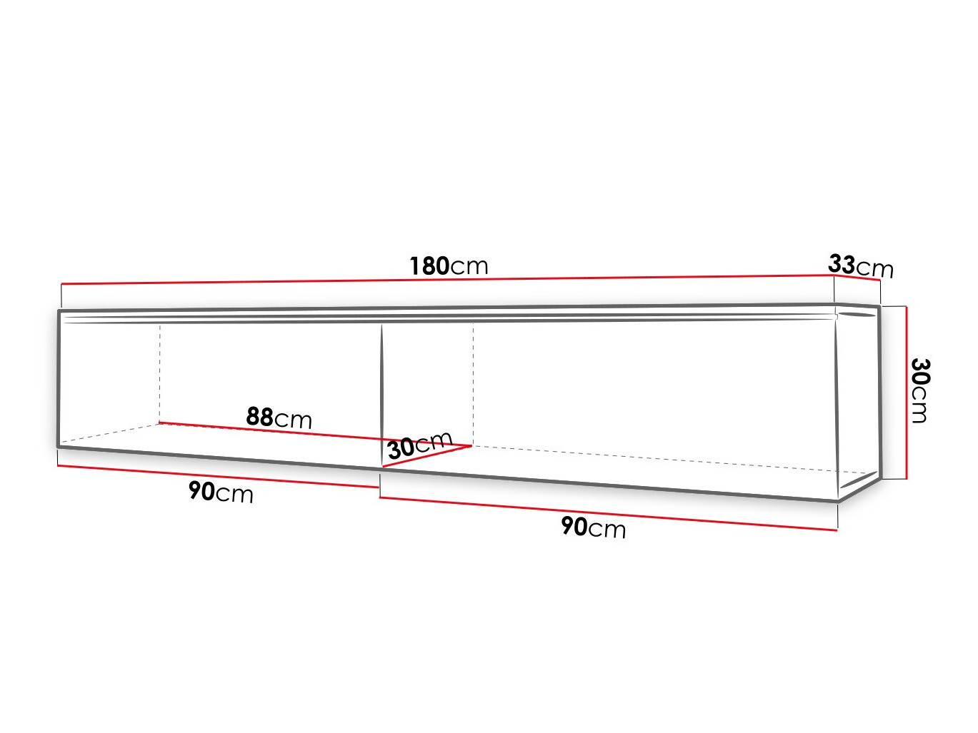 Έπιπλο τηλεόρασης Sarasota 164 (Γραφίτης + Μαύρο)