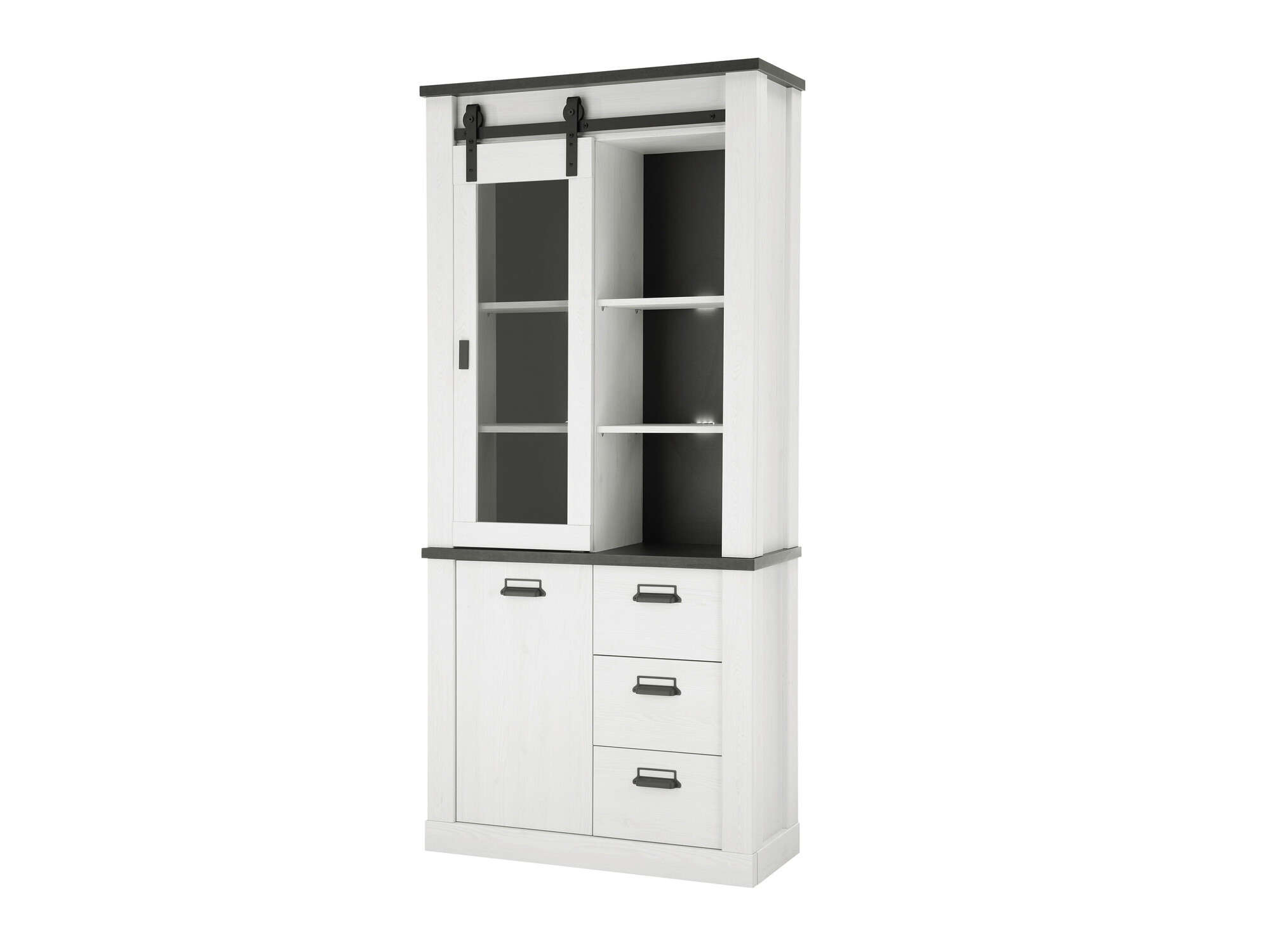 Βιβλιοθήκη Cirtale 114 (Λευκασμένο πεύκο + Antrahite)