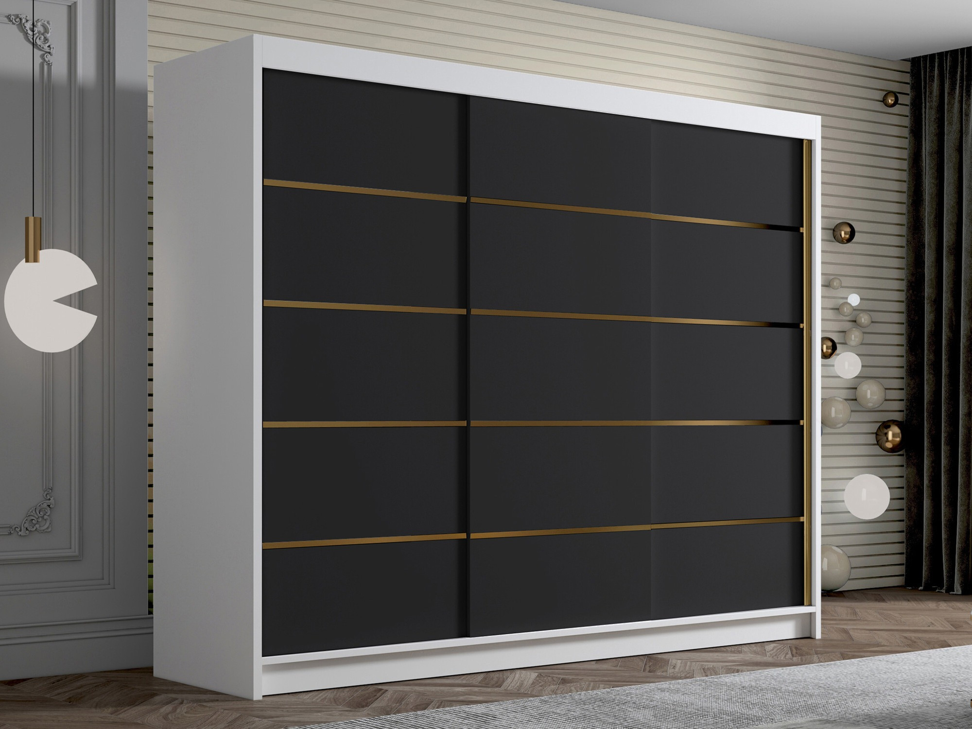 Ντουλάπα Closico Veltron II (Άσπρο + Μαύρο)