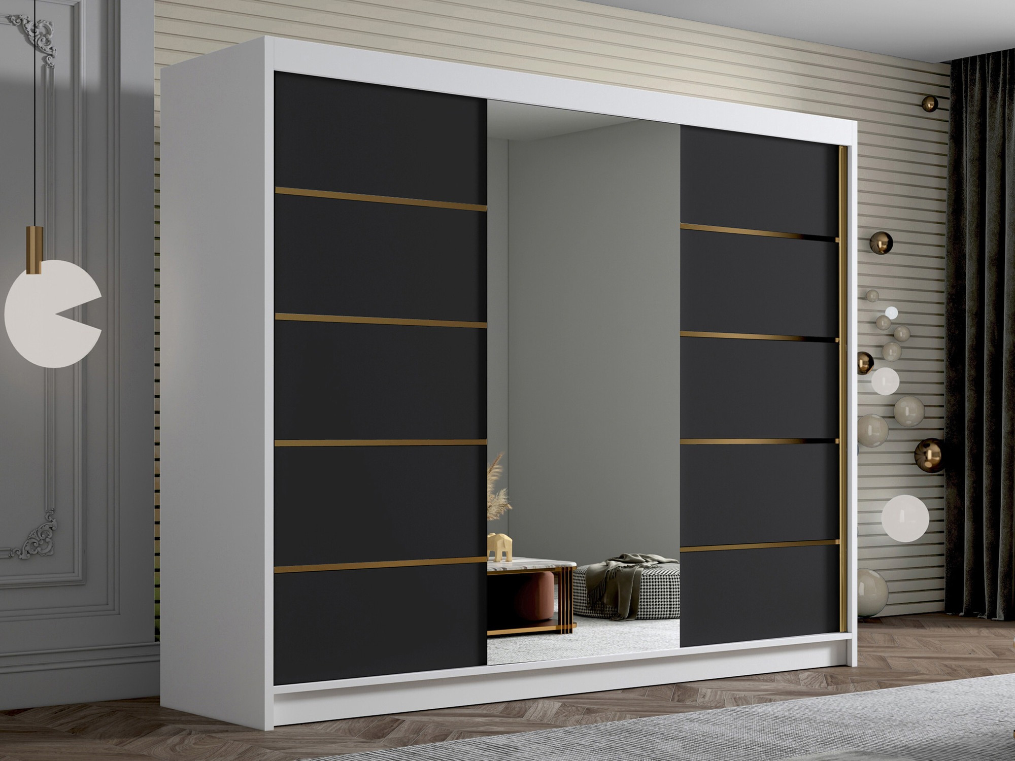 Ντουλάπα Closico Veltron II (Άσπρο + Μαύρο)