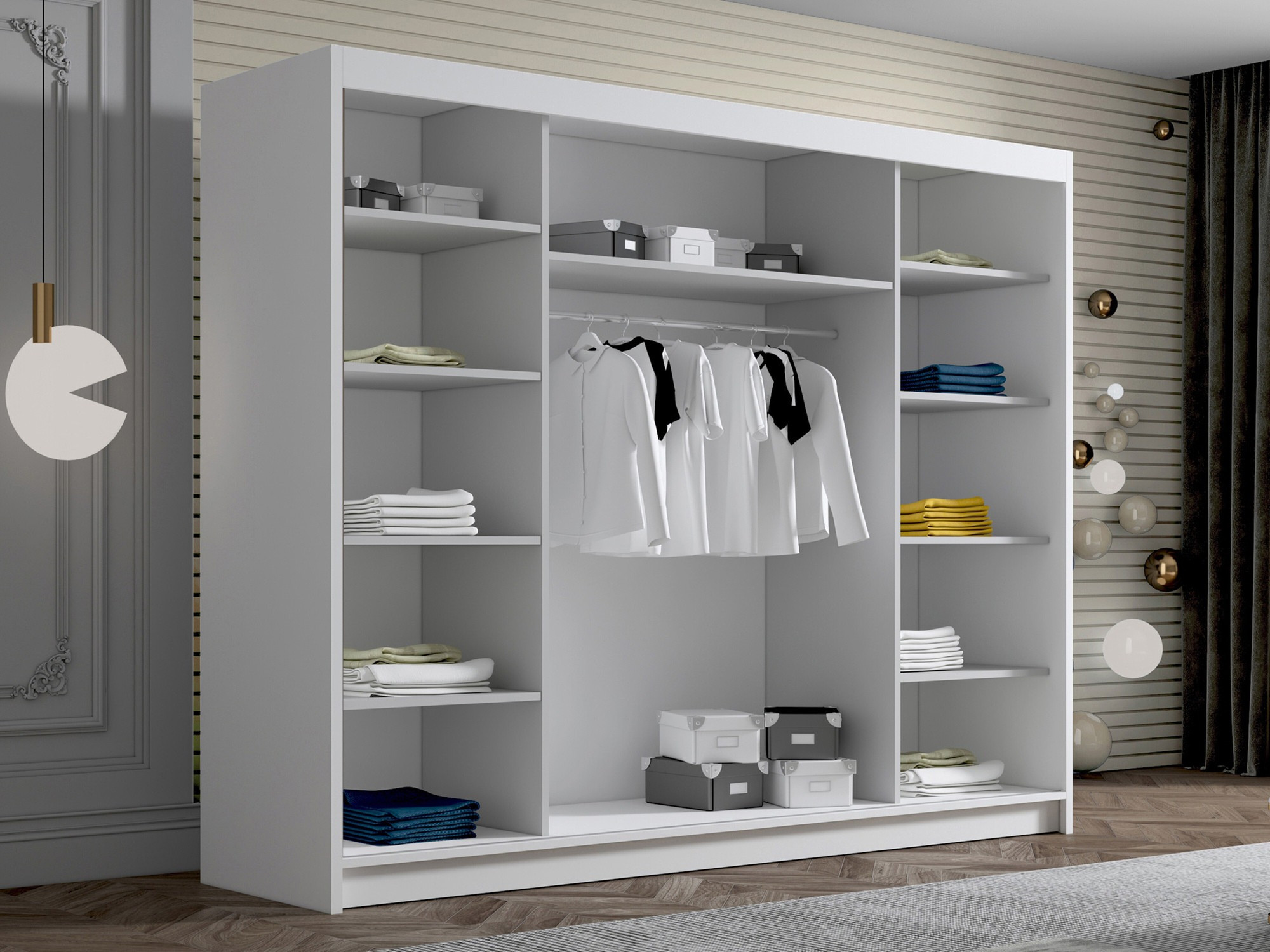 Ντουλάπα Closico Veltron II (Άσπρο + Μαύρο)