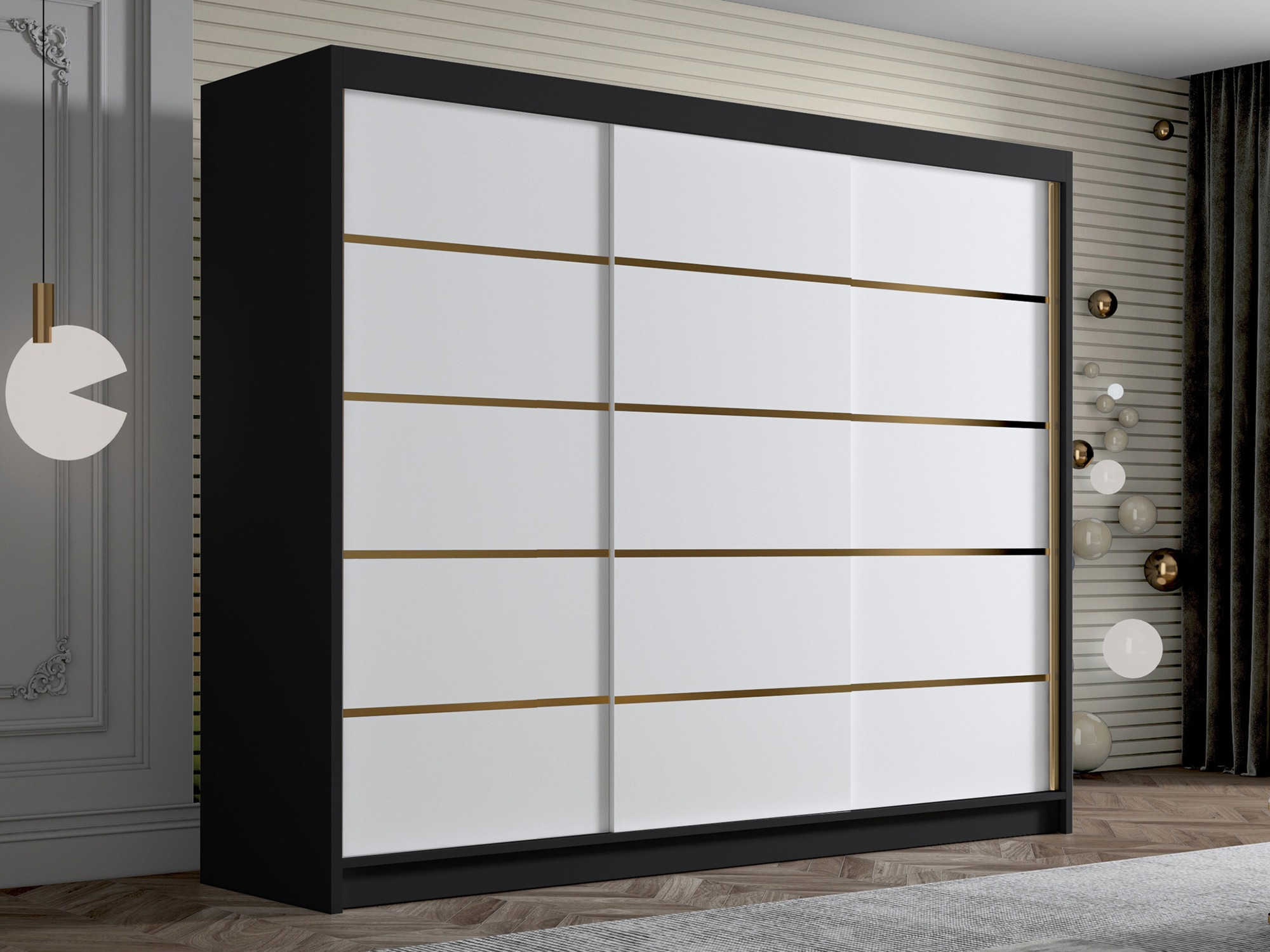Ντουλάπα Closico Veltron II (Μαύρο + Άσπρο)