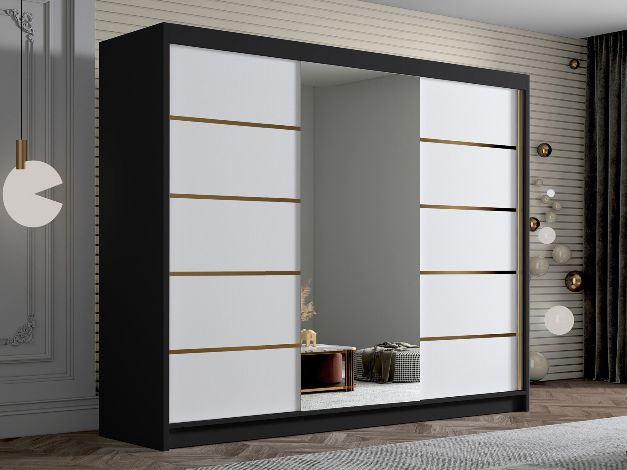 Ντουλάπα Closico Veltron II (Μαύρο + Άσπρο)