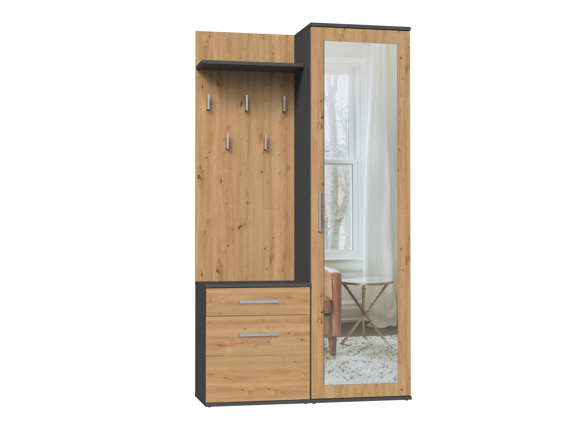 Σετ διαδρόμου Mandeville 126 (Artisan βελανιδιά + Ανθρακί)