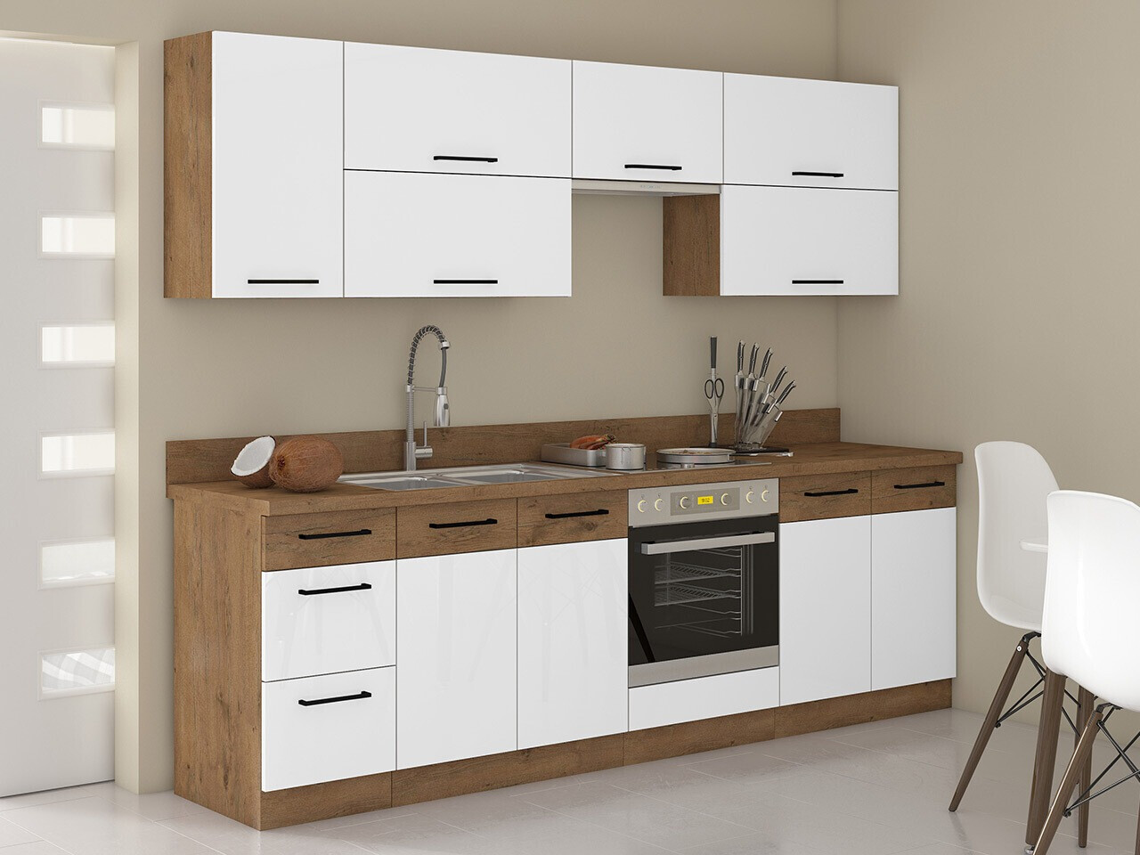 Πολυμορφικό σετ κουζίνας Wood White 138
