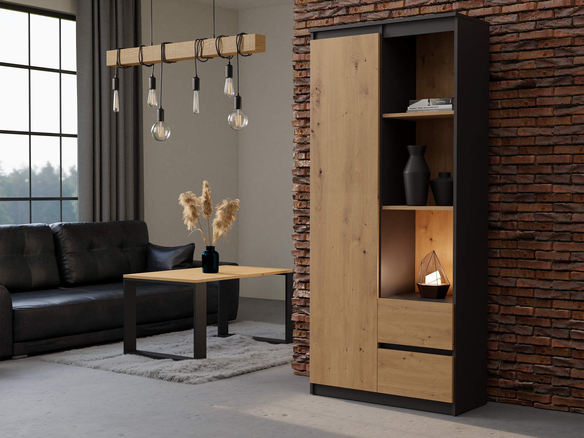 Βιβλιοθήκη Mandeville 182 (Ανθρακί + Artisan βελανιδιά)