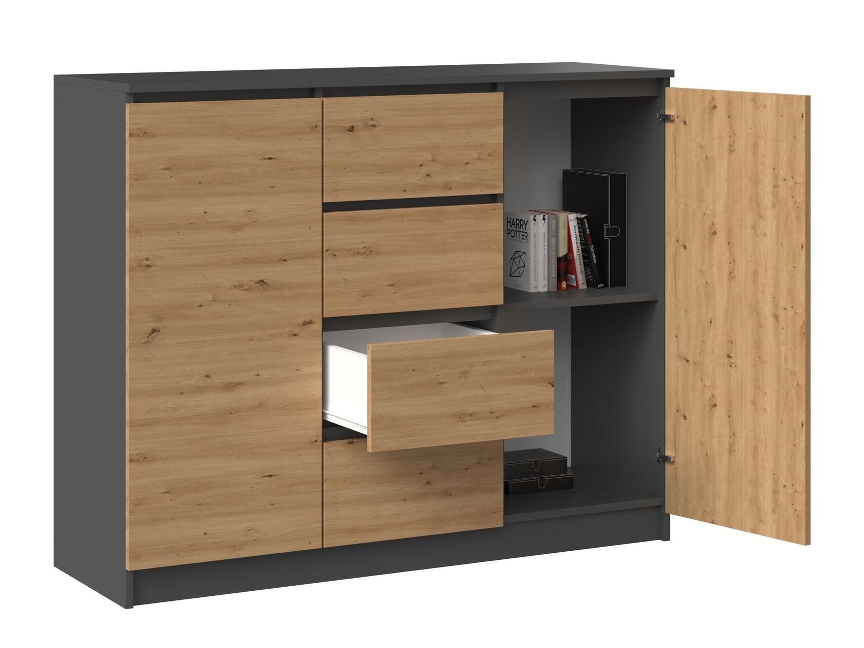 Συρταριέρα Elbvelu 113 (Ανθρακί + Artisan βελανιδιά)
