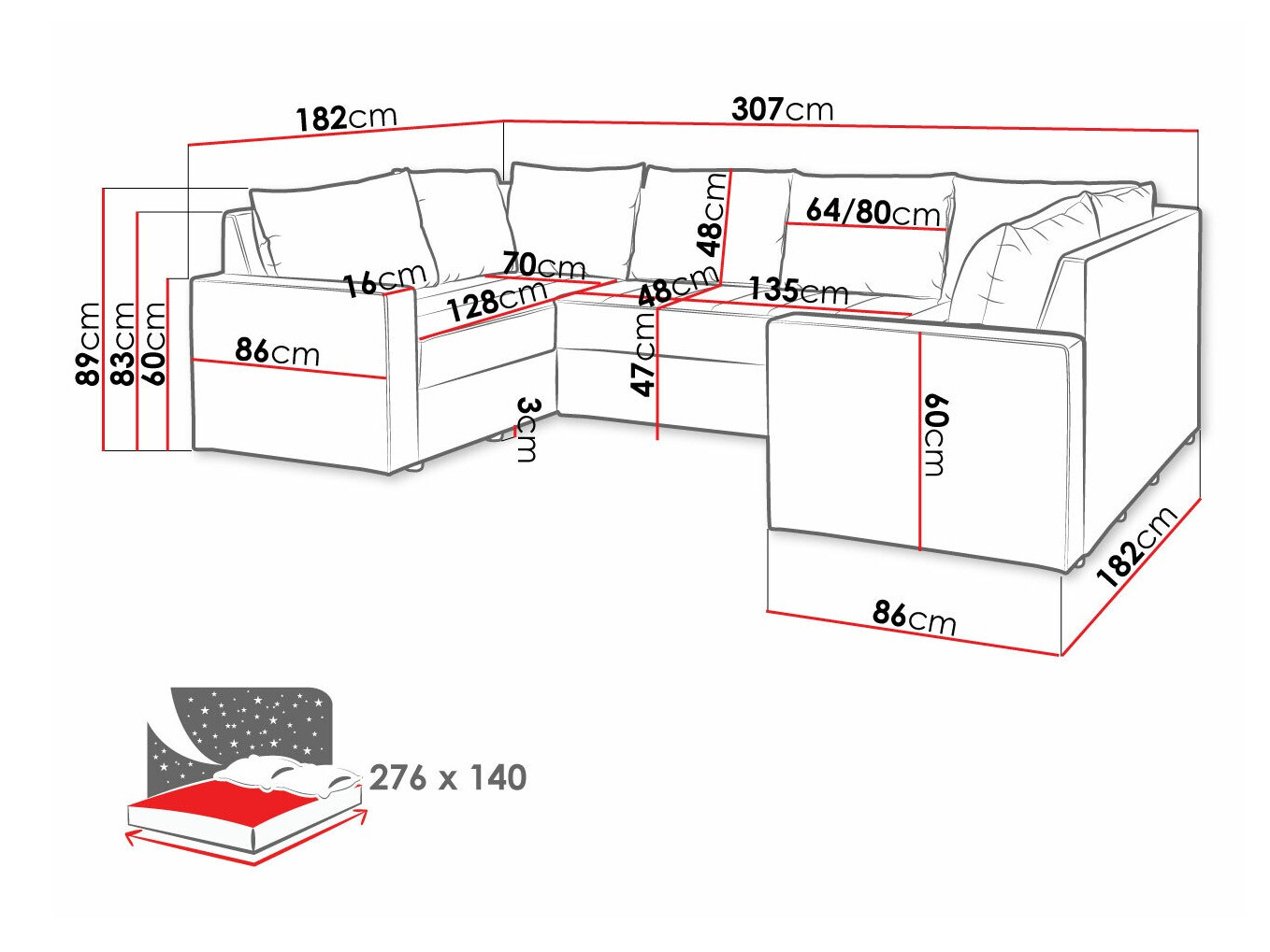 Γωνιακός Καναπές Providence 145 (Loca 30)
