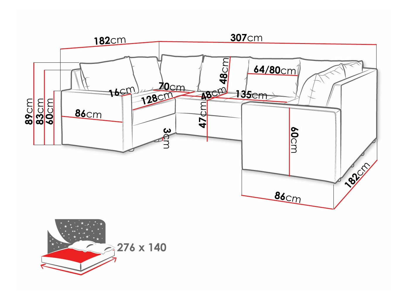 Γωνιακός Καναπές Providence 145 (Montana 101 + MDL 5)