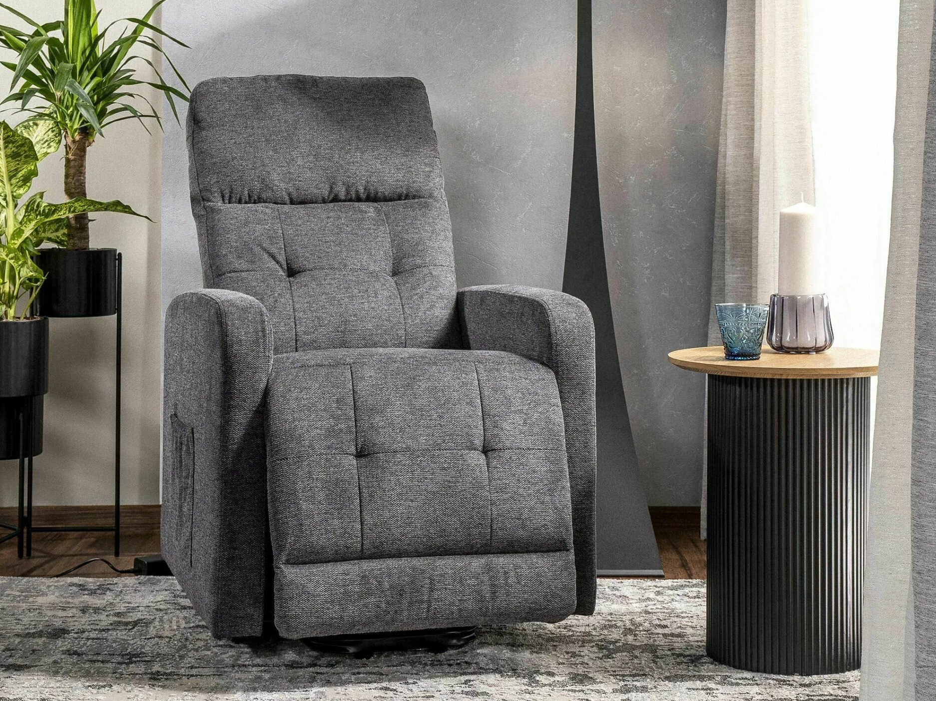 Ρυθμιζόμενη πολυθρόνα Detroit 197 (Σκούρο γκρι)