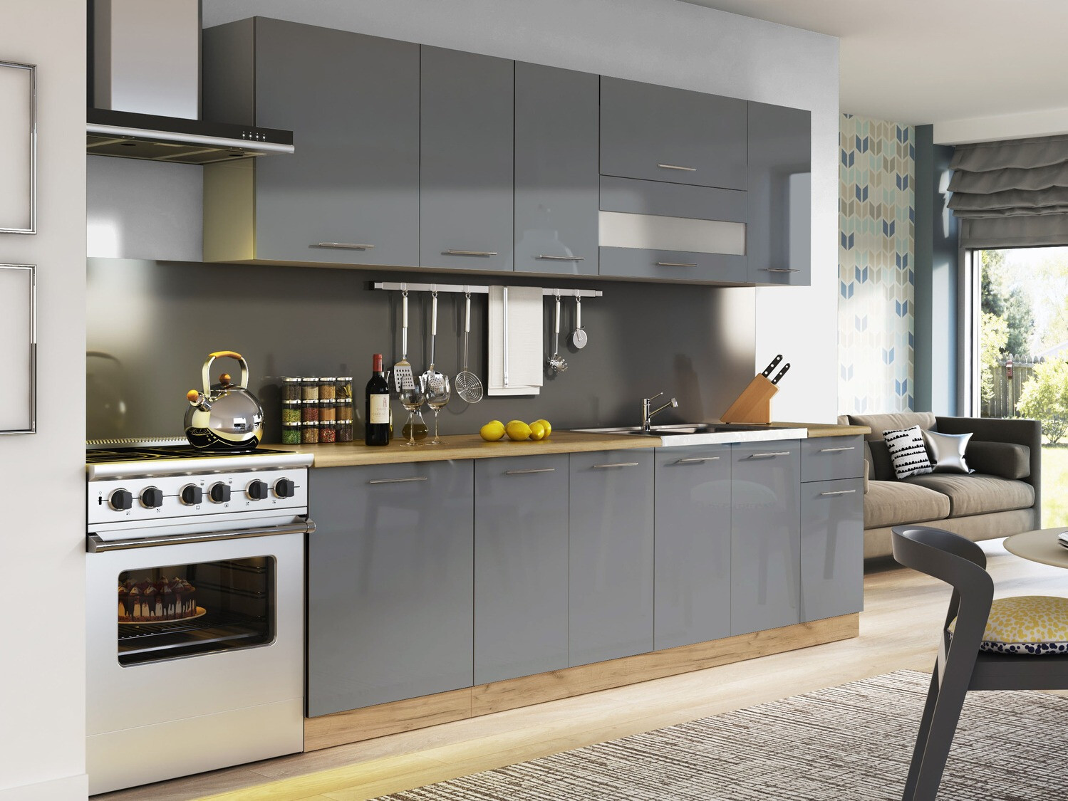 Πολυμορφικό ντουλάπι νεροχύτη με πόρτες Tiffa Grey 125