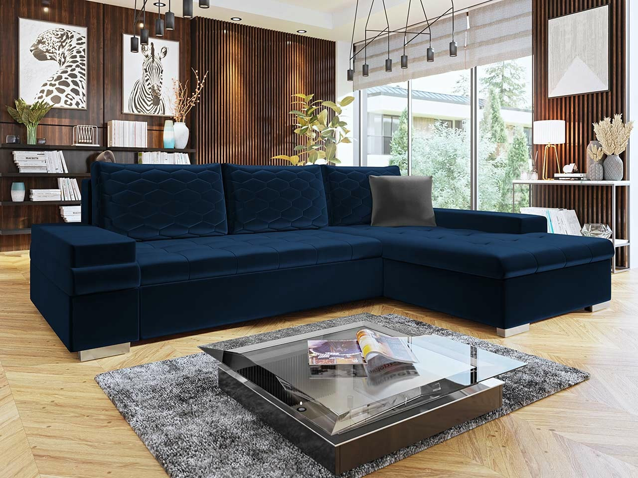 Γωνιακός Καναπές Comfivo Olivetum III (Magic Velvet 2216 + Magic Velvet 2216 + Magic Velvet 2217)