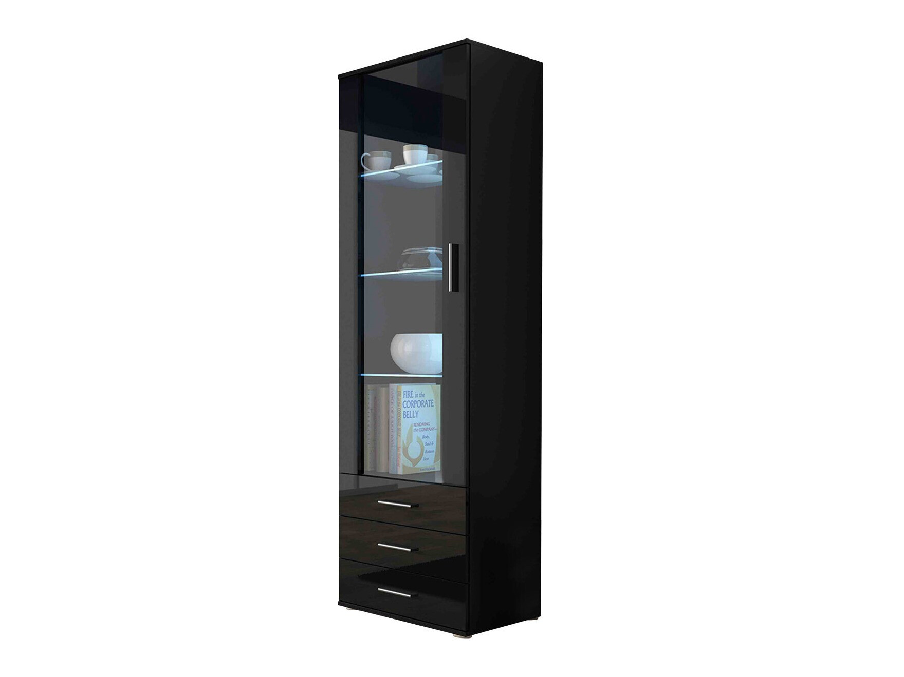 Βιβλιοθήκη Tornola 102 (Μαύρο + Γυαλιστερό μαύρο)