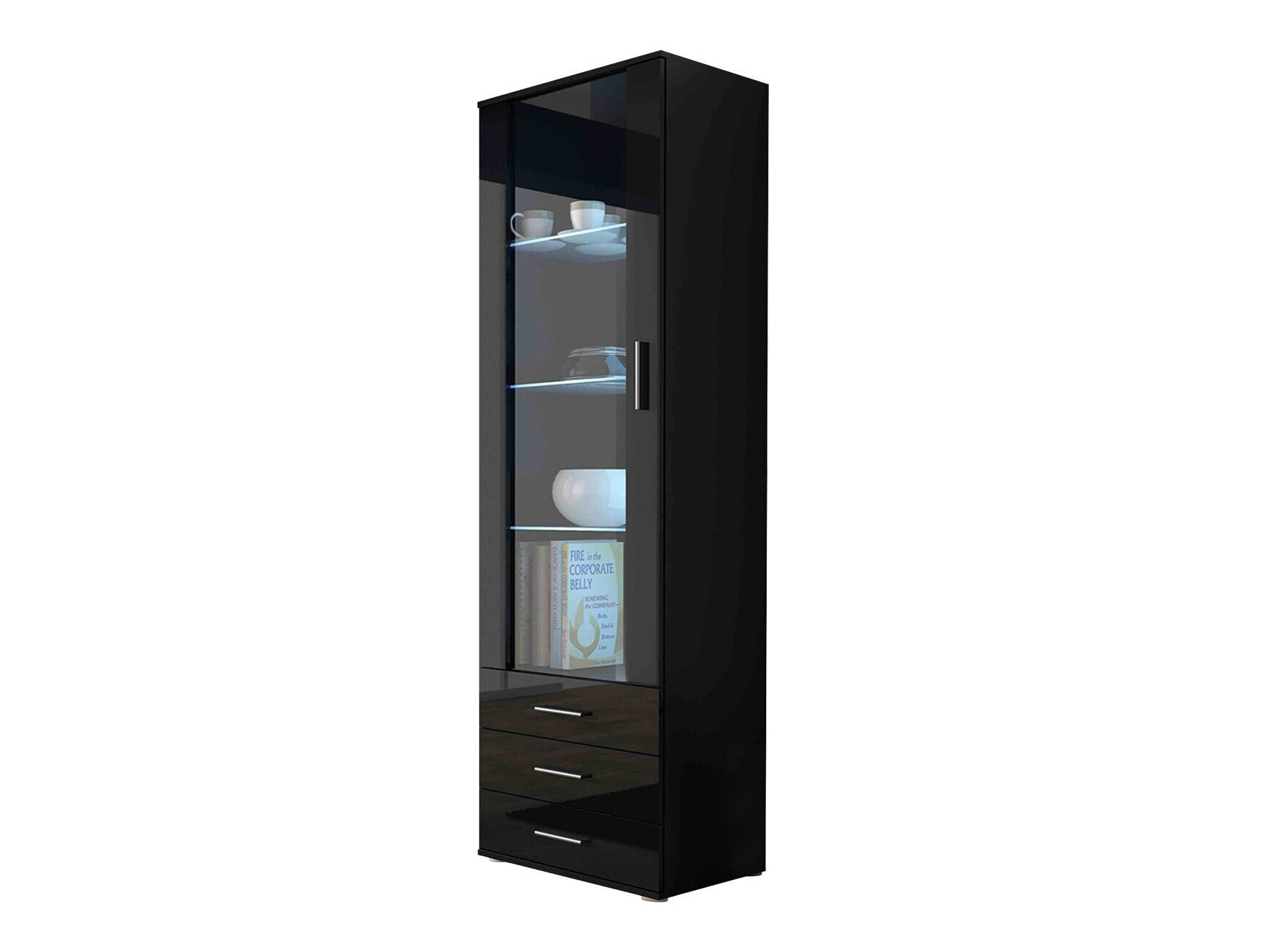 Βιβλιοθήκη Tornola 102 (Μαύρο + Γυαλιστερό μαύρο)