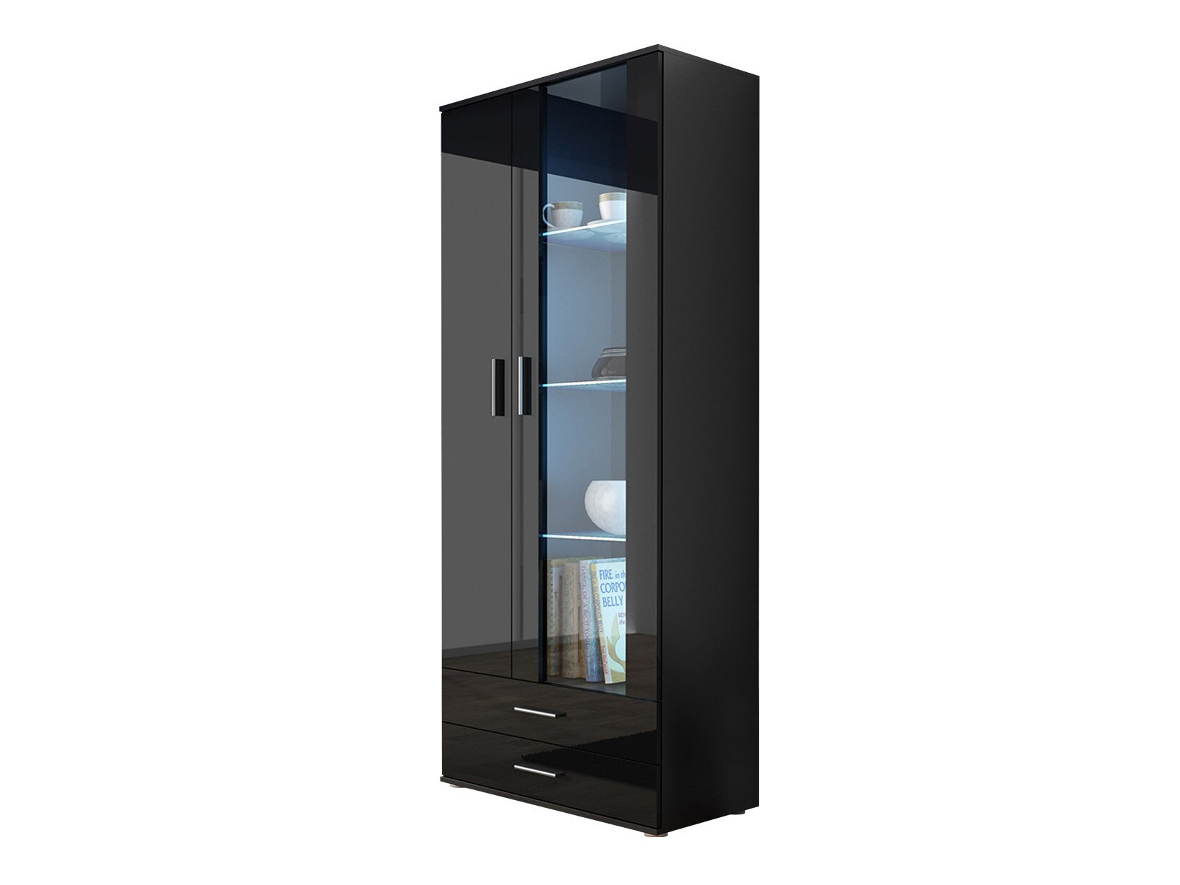 Βιβλιοθήκη Tornola 105 (Μαύρο + Γυαλιστερό μαύρο)