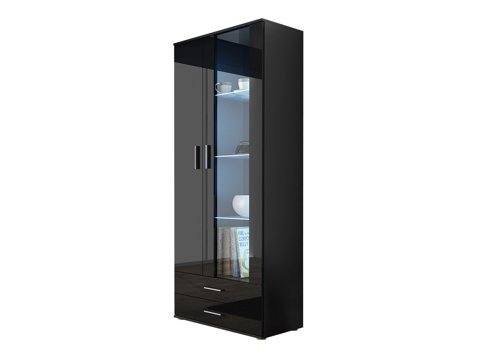 Βιβλιοθήκη Tornola 105 (Μαύρο + Γυαλιστερό μαύρο)