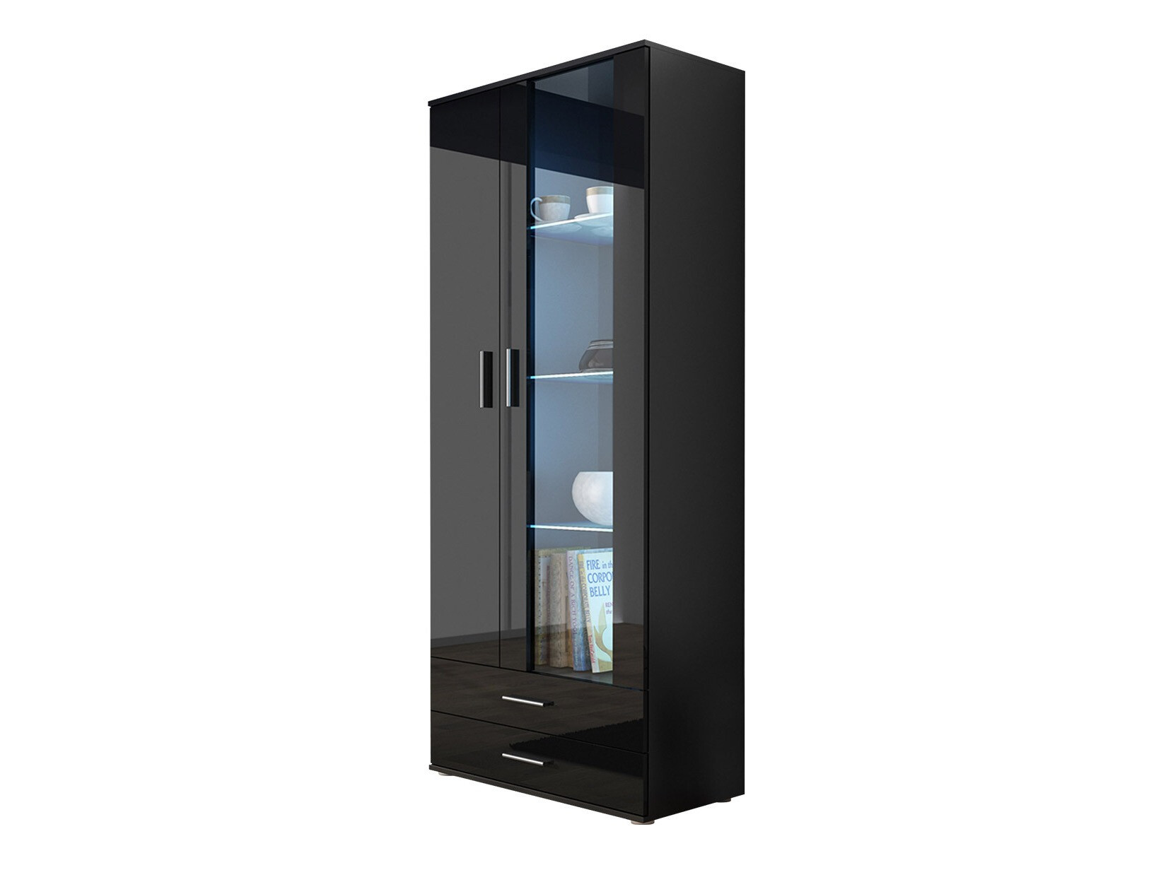 Βιβλιοθήκη Tornola 105 (Μαύρο + Γυαλιστερό μαύρο)
