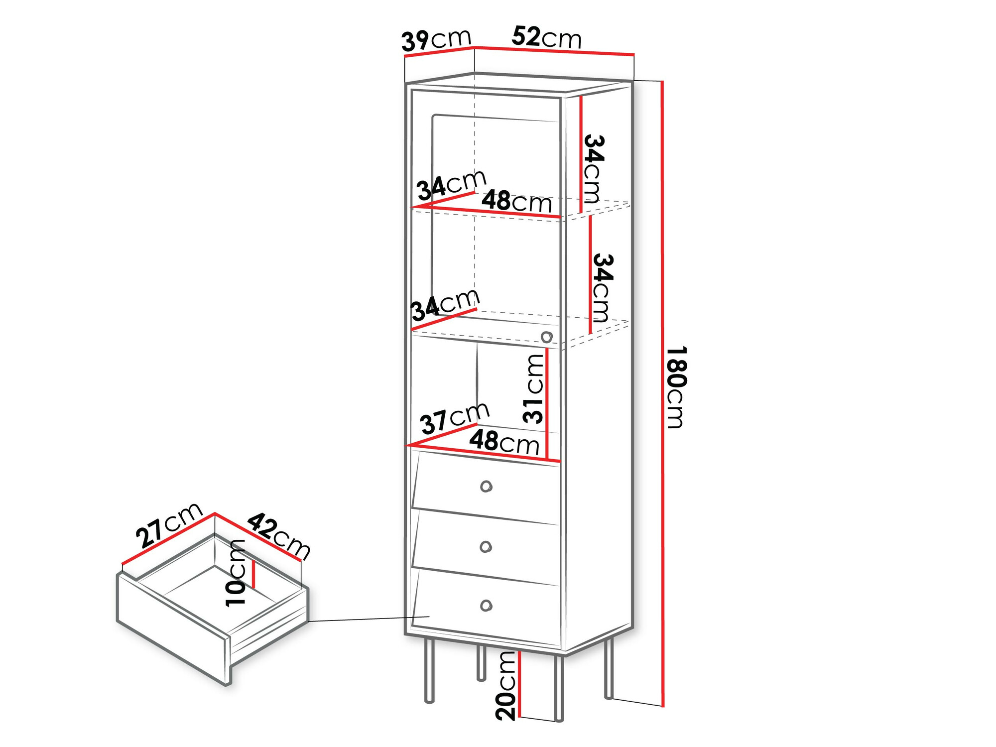 Βιβλιοθήκη Feletri 105 (Μαύρο)