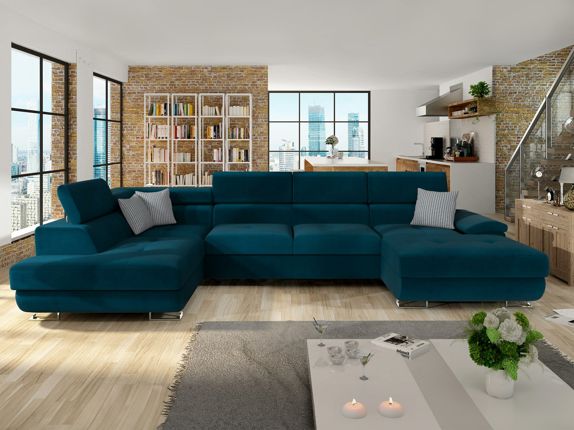 Γωνιακός Καναπές Comfivo Ruta V (Venus Velvet 2911 + Kenia 796)