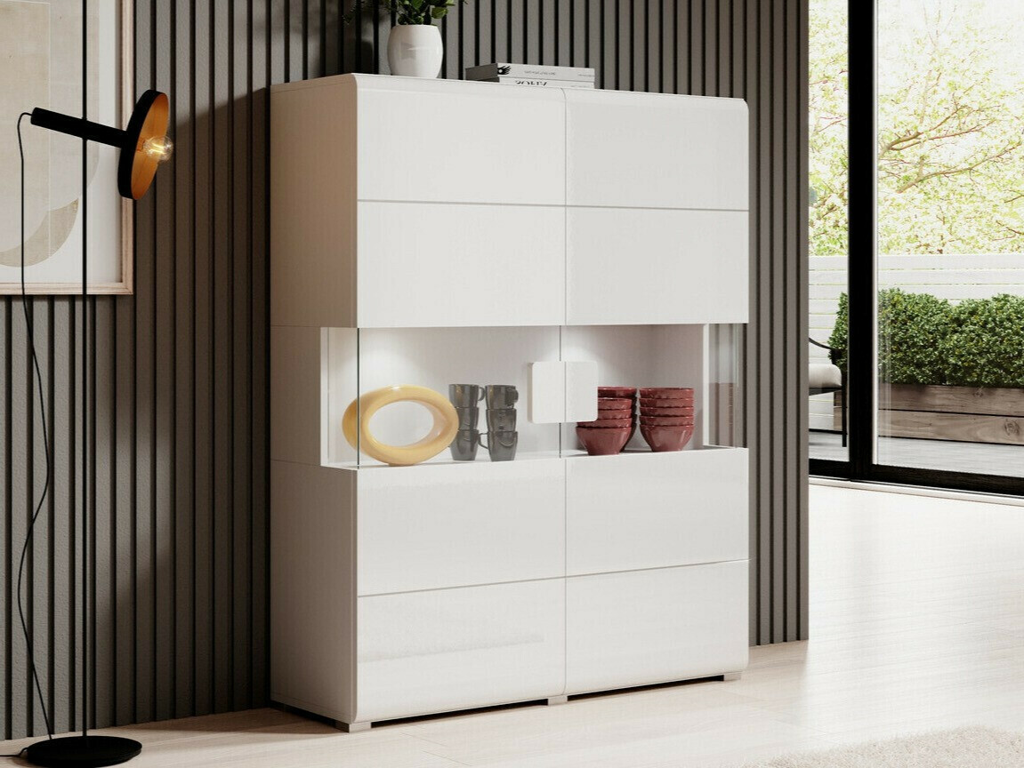 Βιβλιοθήκη Torsone 107 (Άσπρο + Γυαλιστερό λευκό)