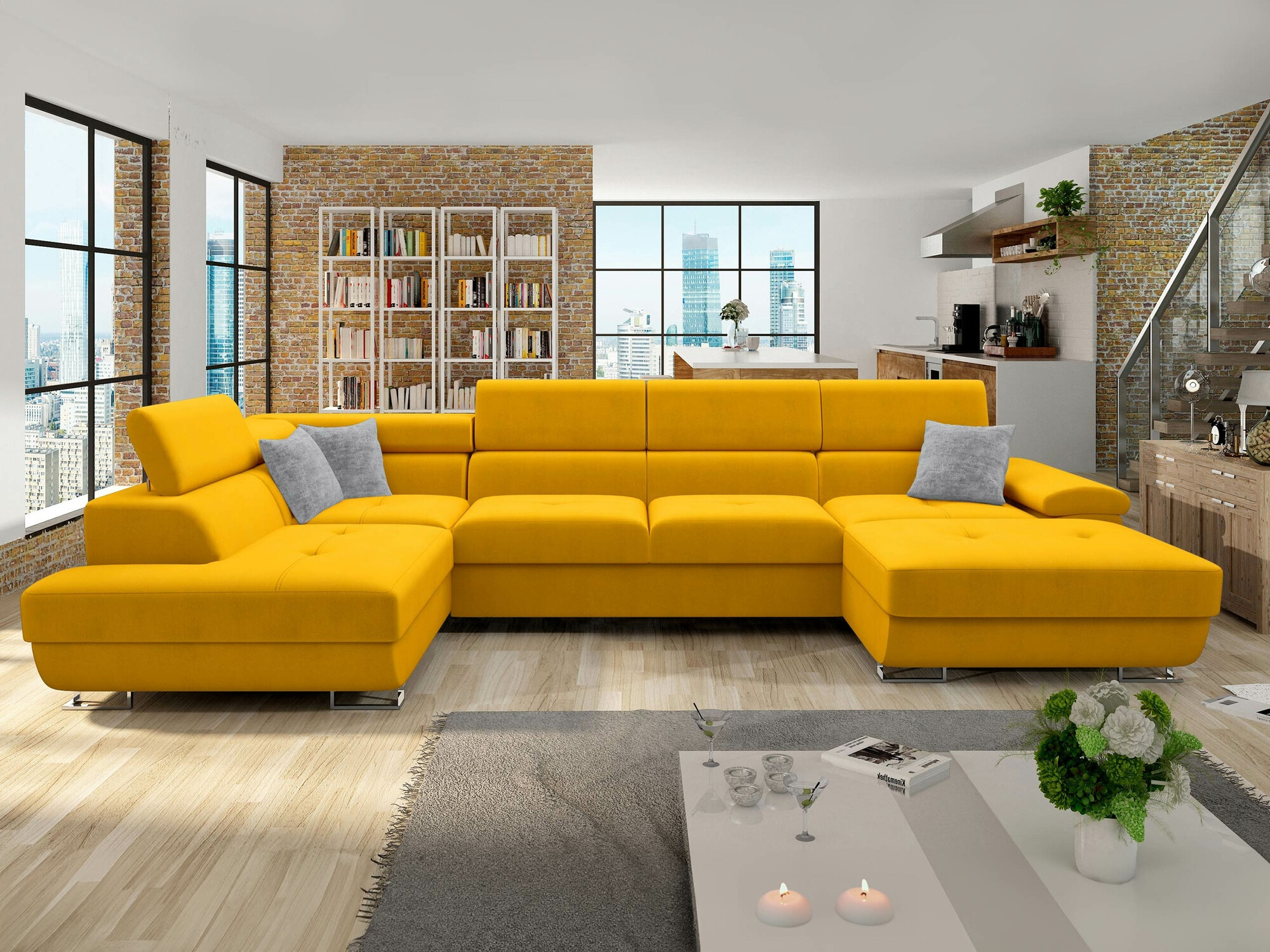 Γωνιακός Καναπές Comfivo Ruta VI (Venus Velvet 2916 + Miu 2059)