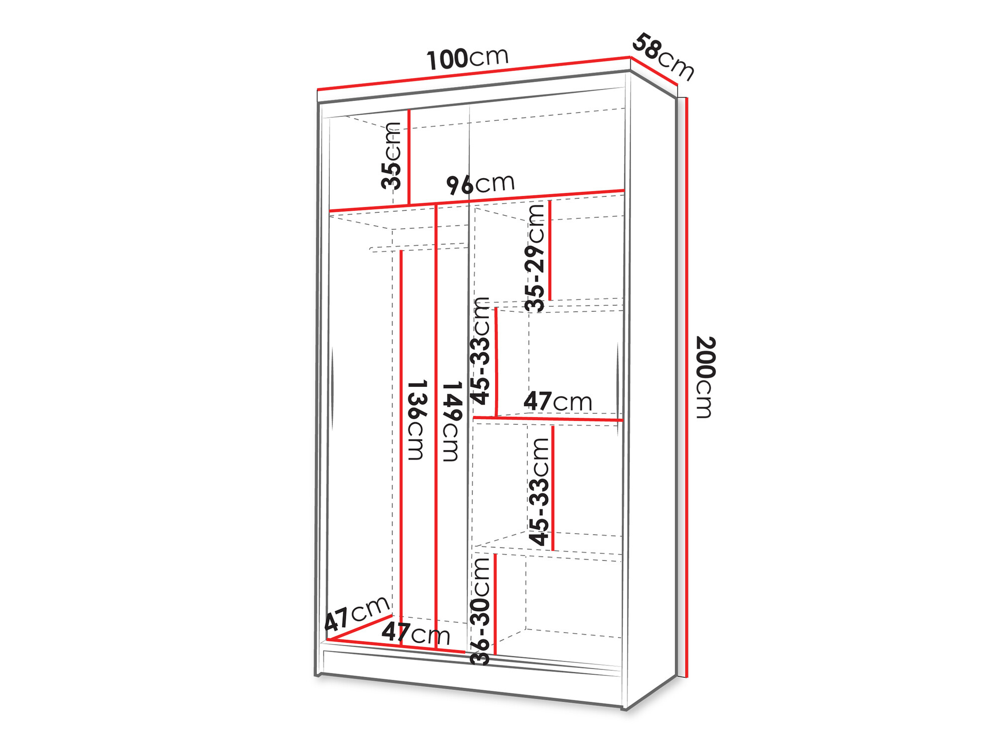 Ντουλάπα Closico Structor VII (Άσπρο + Μαύρο)