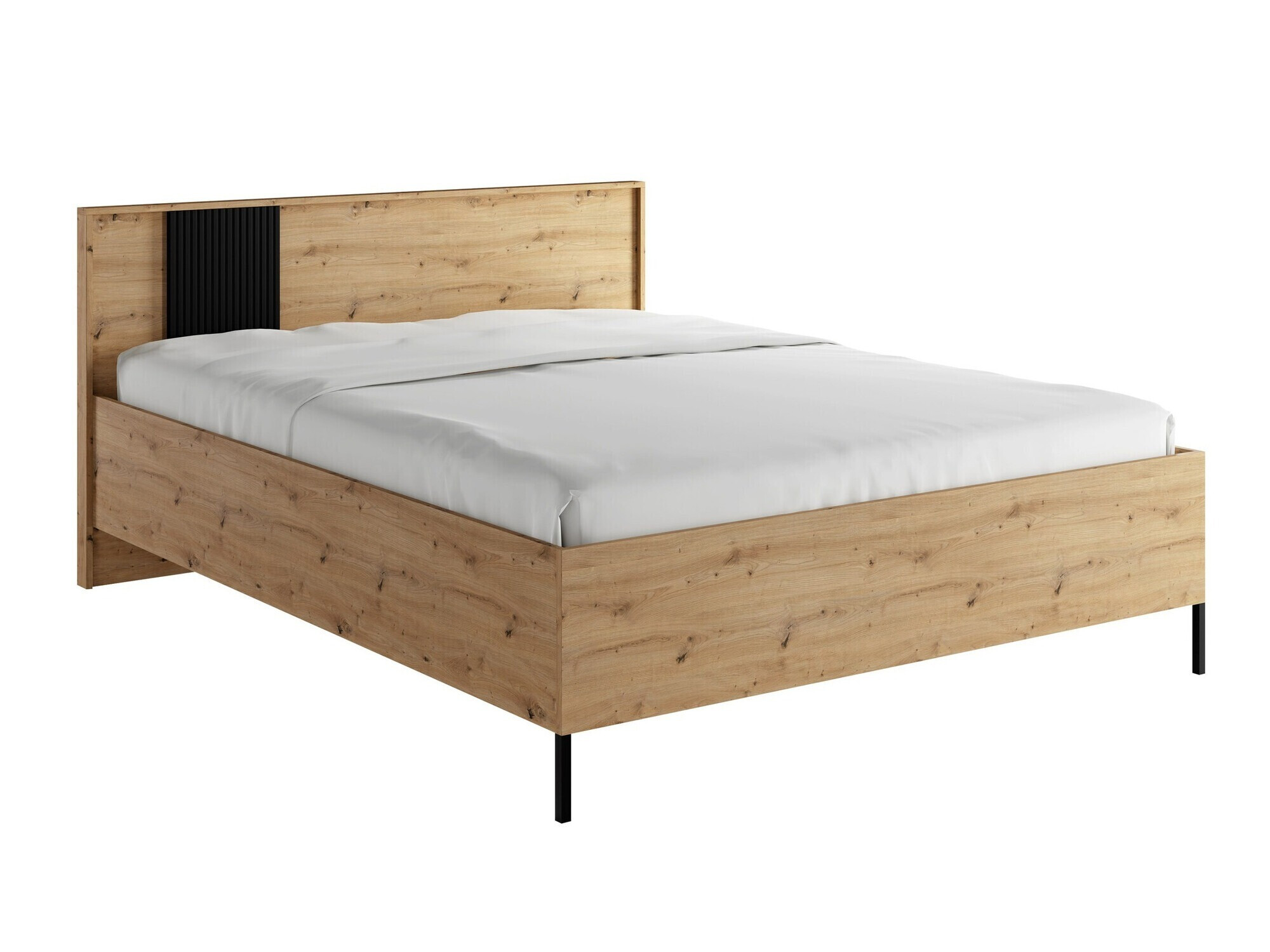 Κρεβάτι Lunole 105 (Artisan βελανιδιά + Μαύρο)