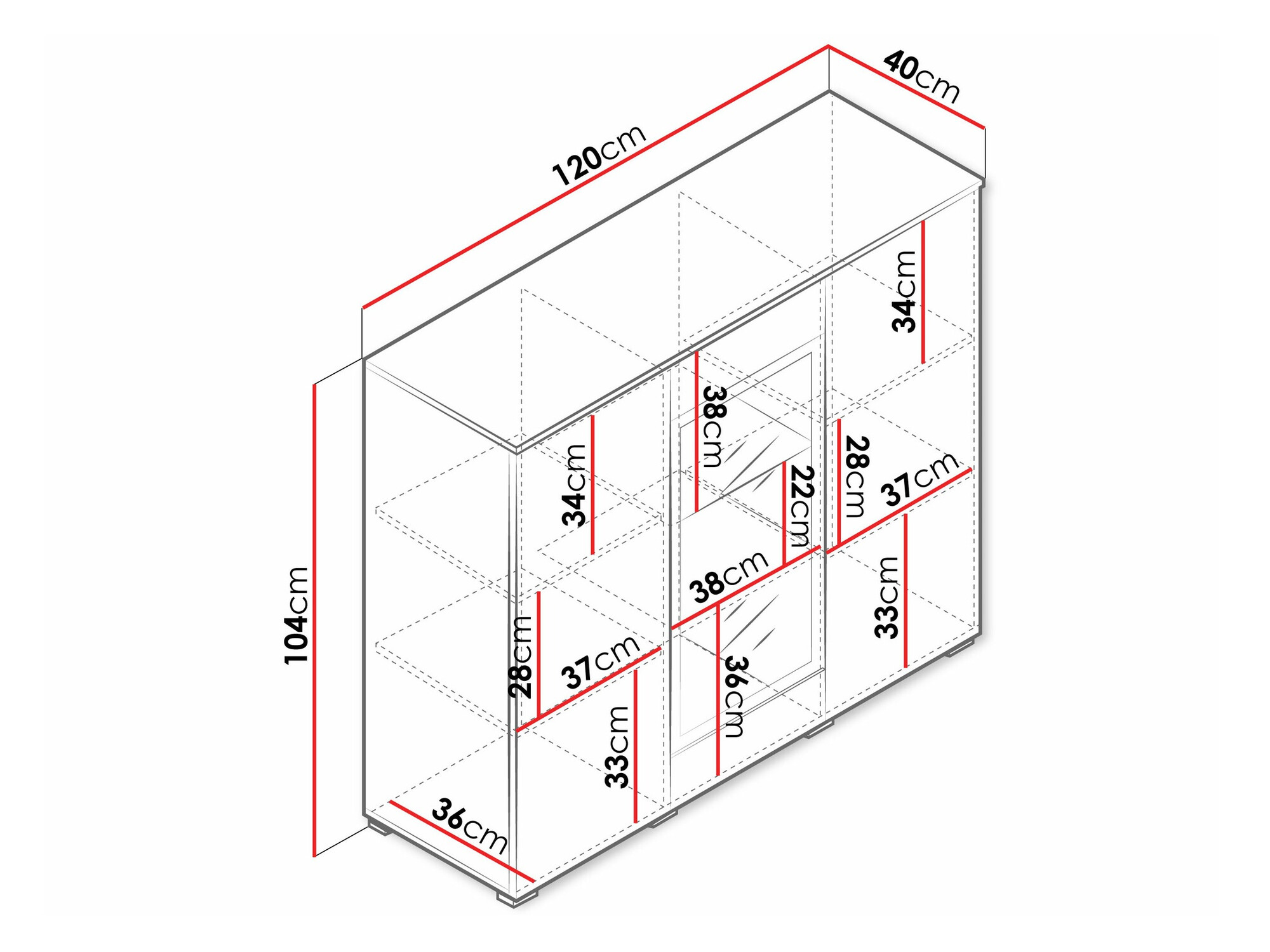 Μπουφέ Mirfivo 103 (Matera γκρι + Γυαλιστερό λευκό)