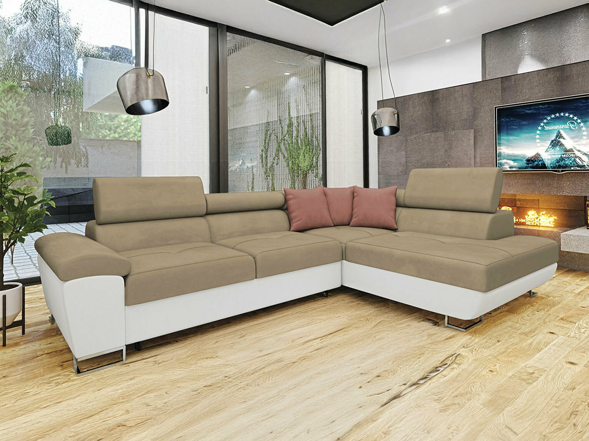 Γωνιακός Καναπές Comfivo Ruta II (Soft 017 + Uttario Velvet 2979 + Uttario Velvet 2955)