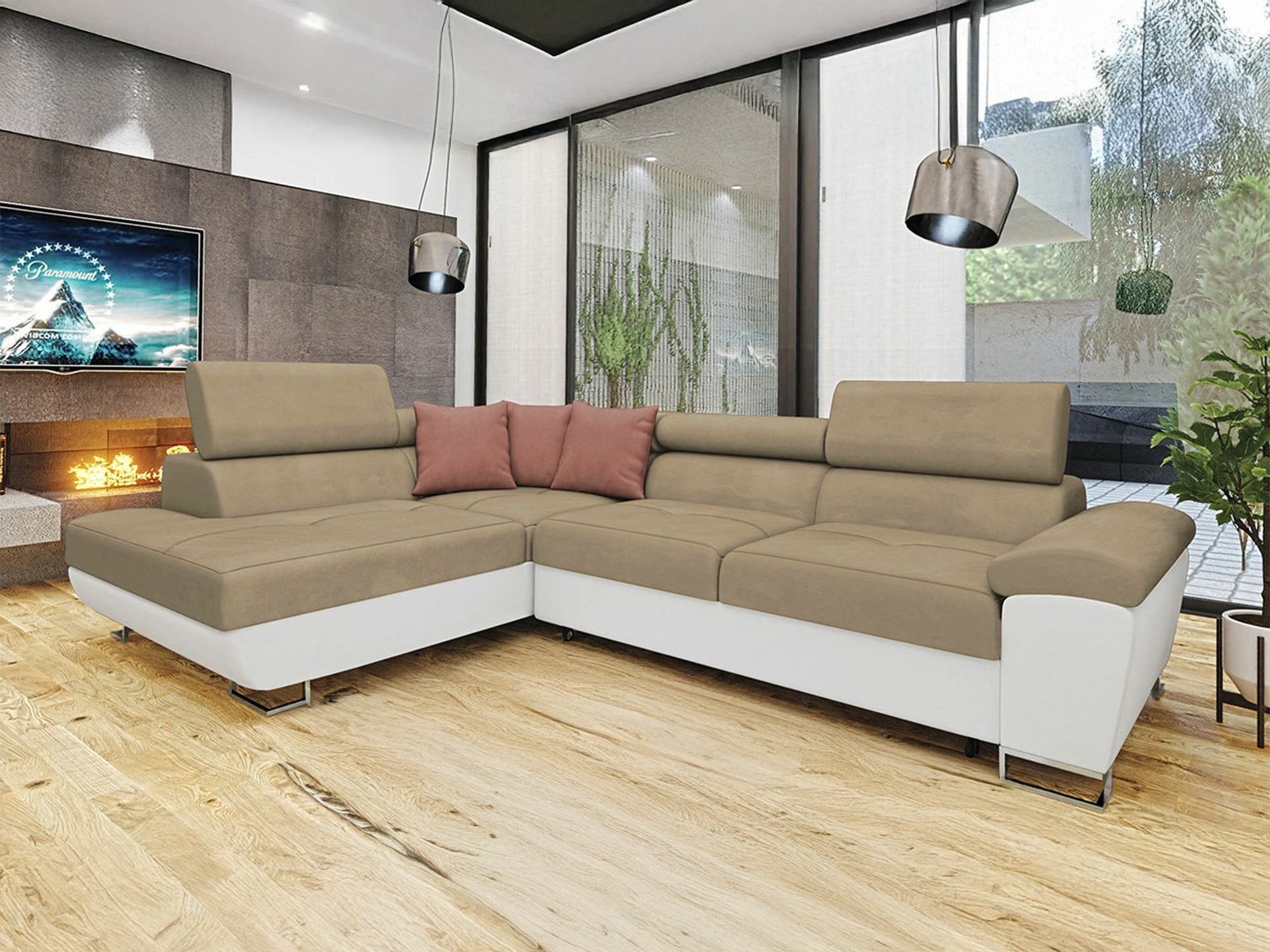 Γωνιακός Καναπές Comfivo Ruta II (Soft 017 + Uttario Velvet 2979 + Uttario Velvet 2955)