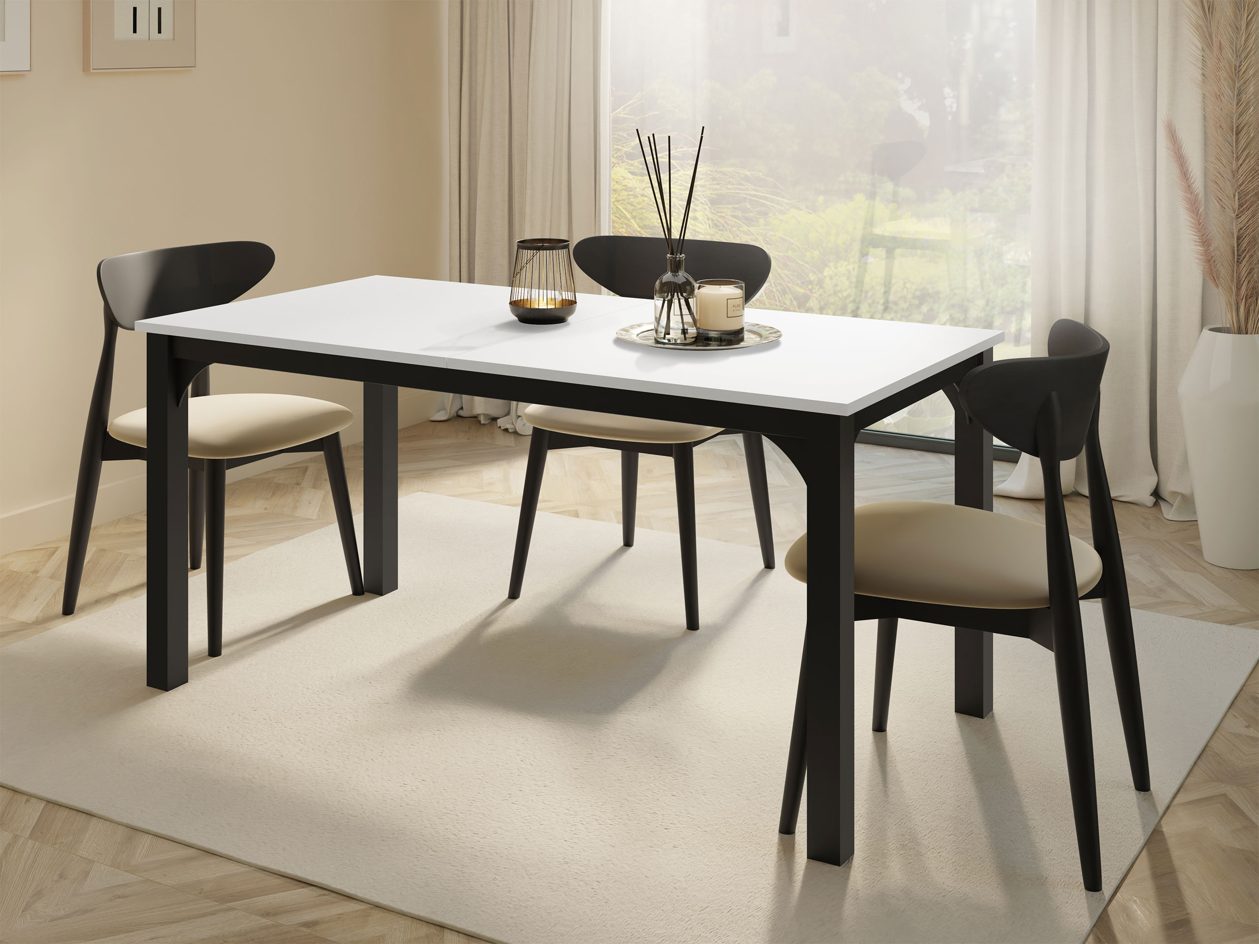 Τραπέζι Oswego 137 (Άσπρο + Μαύρο)