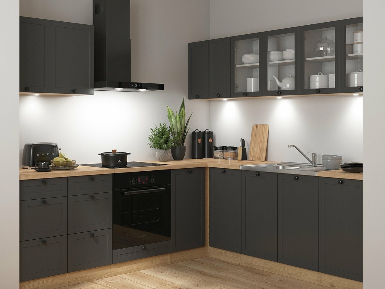Πολυμορφικό σετ κουζίνας Classic Grey Oak 121