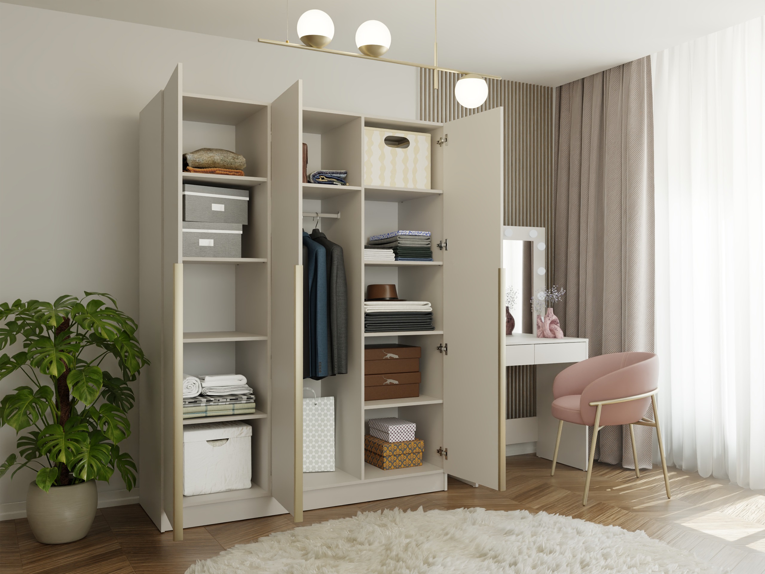 Ντουλάπα Mandeville 369 (Κασμίρι + Χρυσό)
